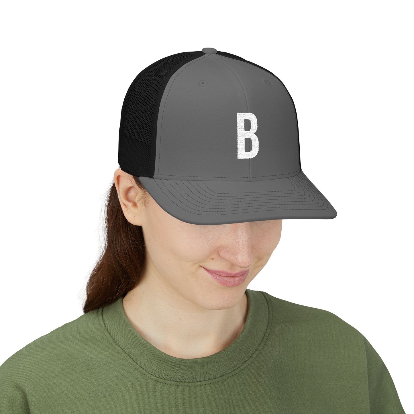 Boston (B) Embroidered Monogram Snapback Trucker Cap - Heritage Places Collection