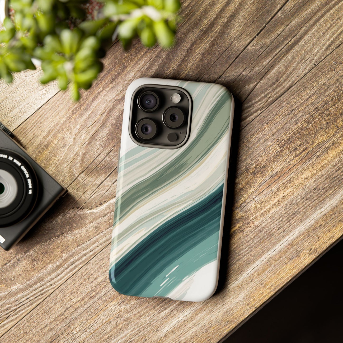 Sea Glass Drift Phone Case – Coastal Abstract Ocean Waves iPhone Case | Sage Green Minimalist Protective Cover