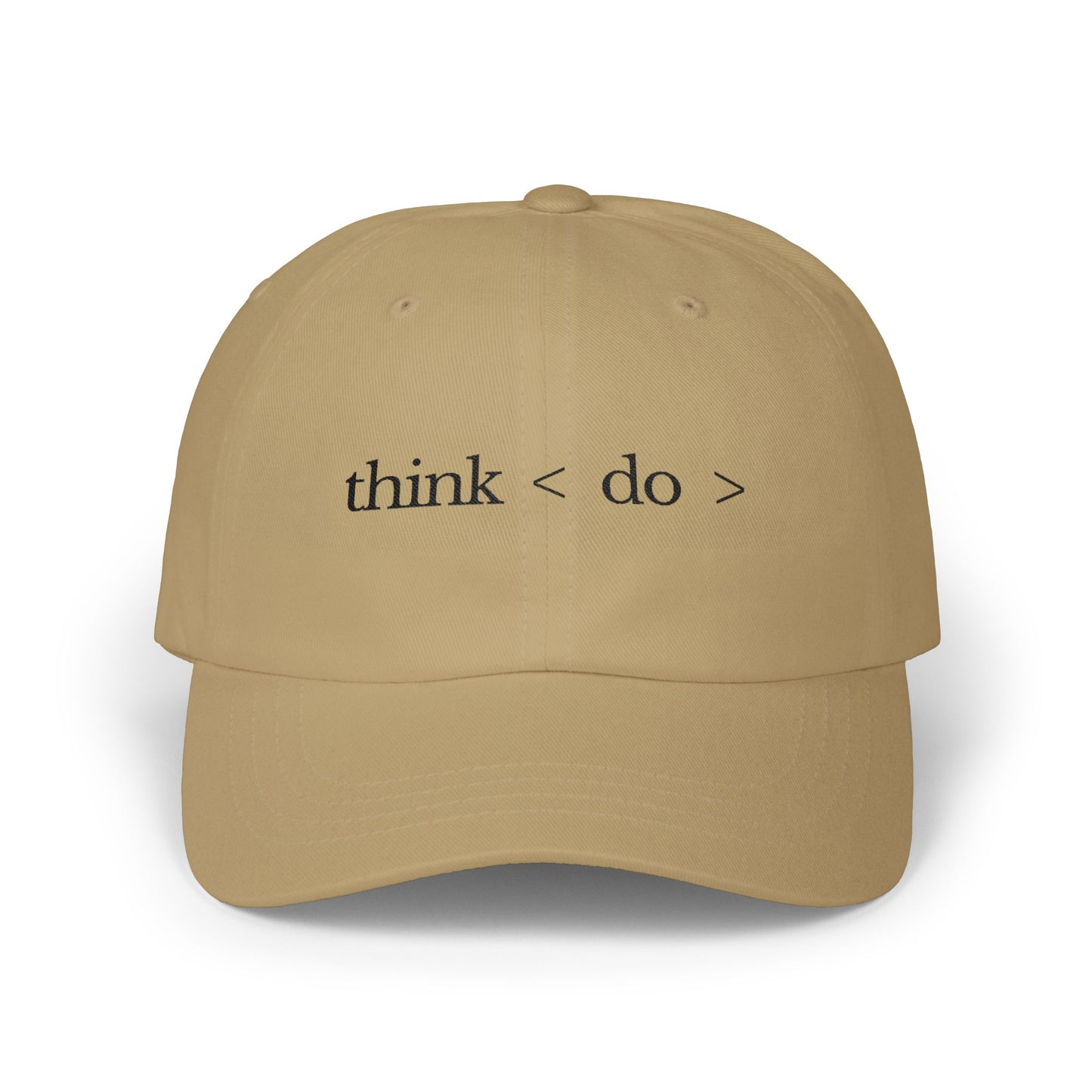 Think < Do > Minimalist Embroidered Dad Cap | Espresso Brown Thread