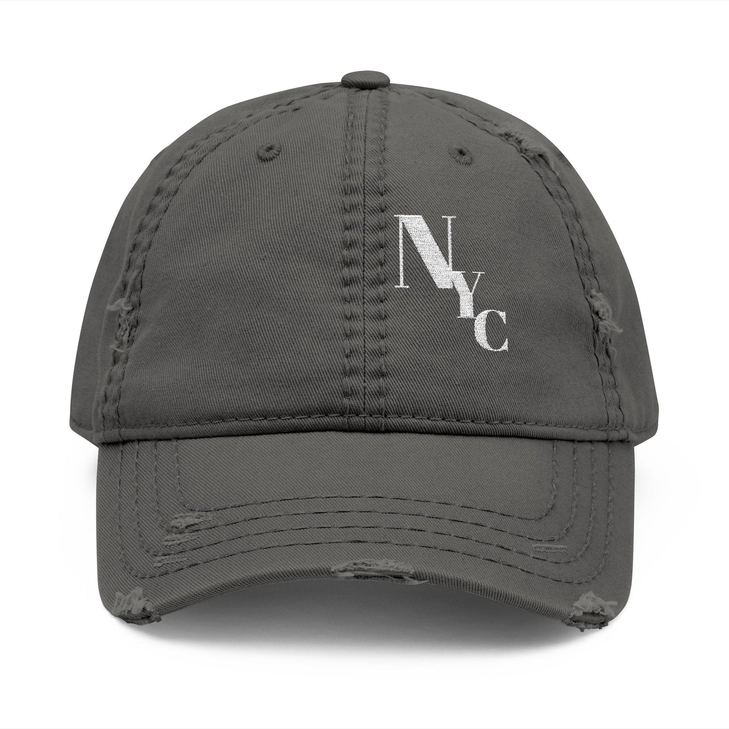 NYC Monogram Distressed Dad Hat (Embroidery) Minimalist Faith Hat with Cross/Vintage Style Cap