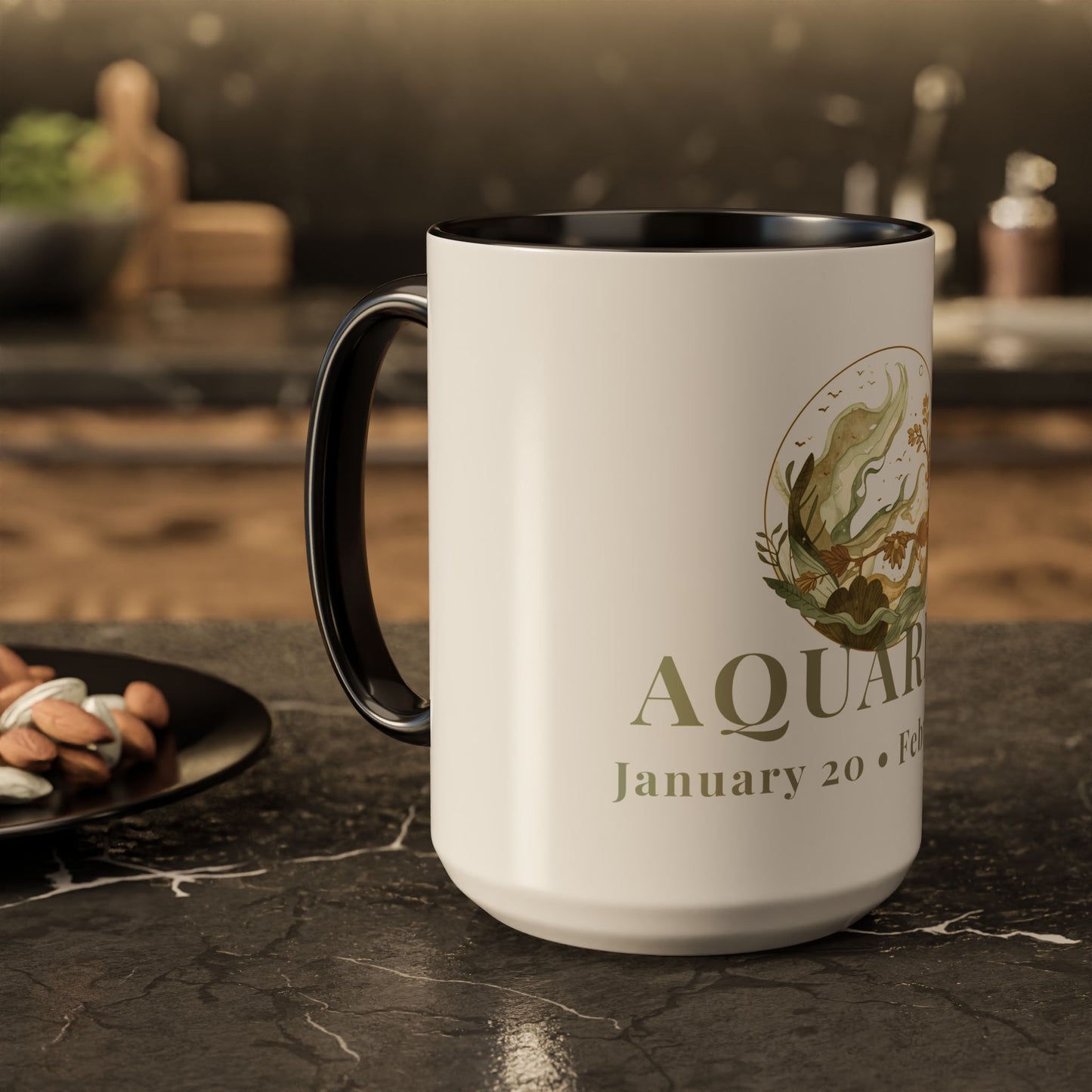 Aquarius Zodiac Mug - January 20 - February 18 Astrology Coffee Cup - Water Flow Zodiac Sign Mug - 15 oz.