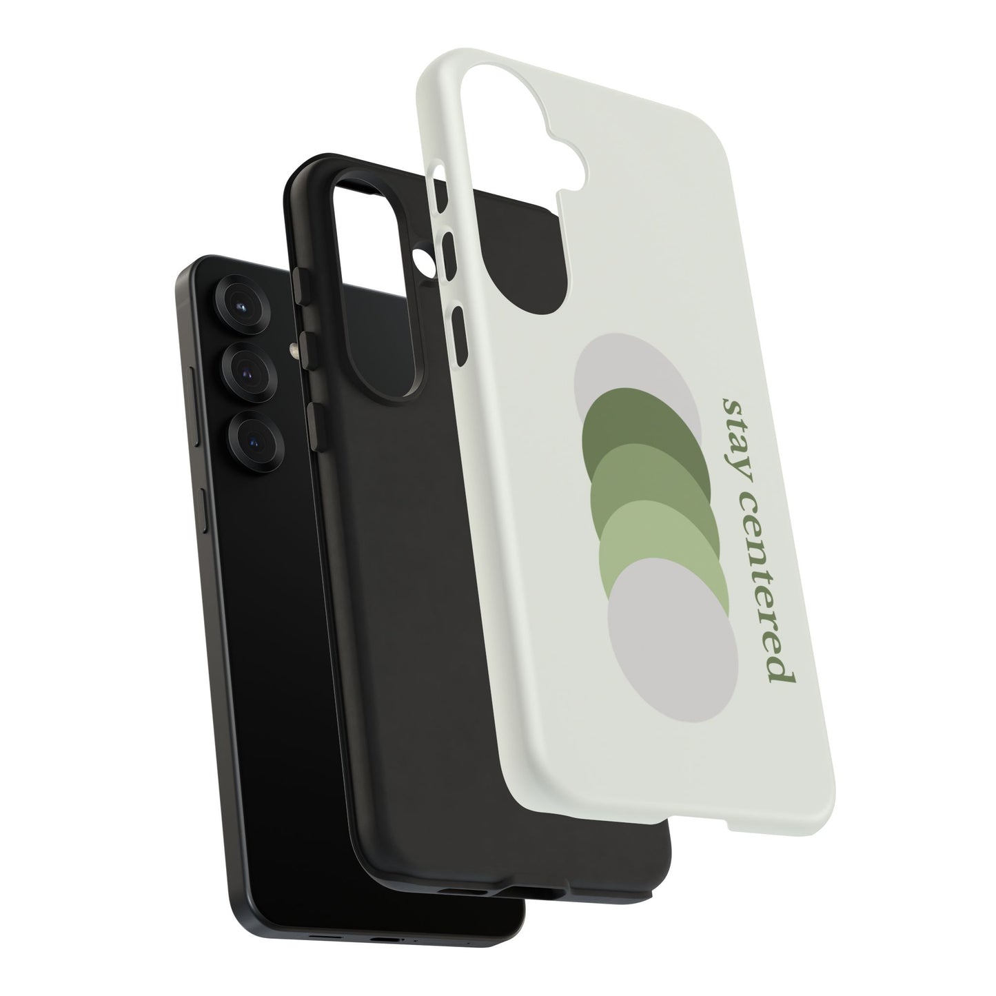 Stay Centered Minimalist Phone Case – Sage Green Wellness Aesthetic iPhone Case | Modern Neutral Protective Cover