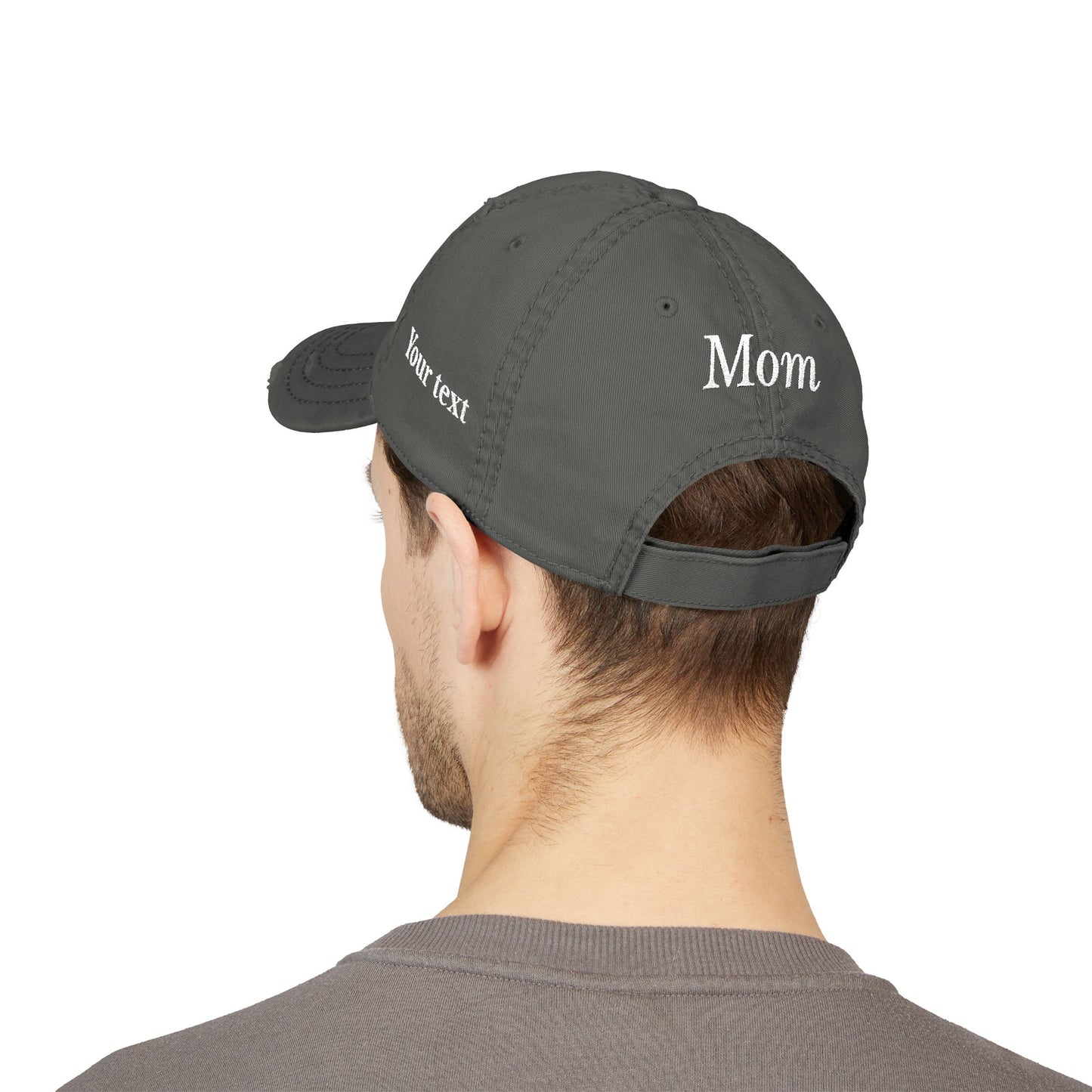 Embroidered Distressed Dad Hat — Bleeding Heart Floral with “Mom” Back