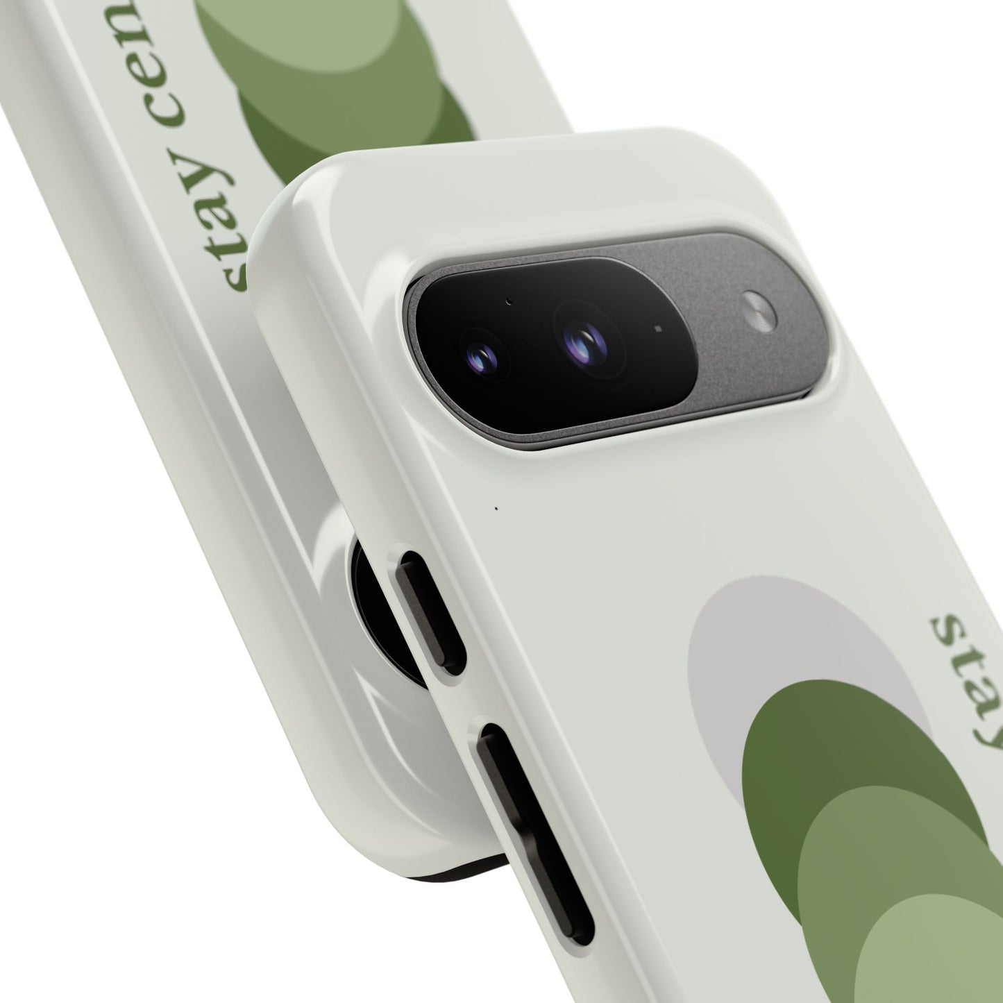 Stay Centered Minimalist Phone Case – Sage Green Wellness Aesthetic iPhone Case | Modern Neutral Protective Cover