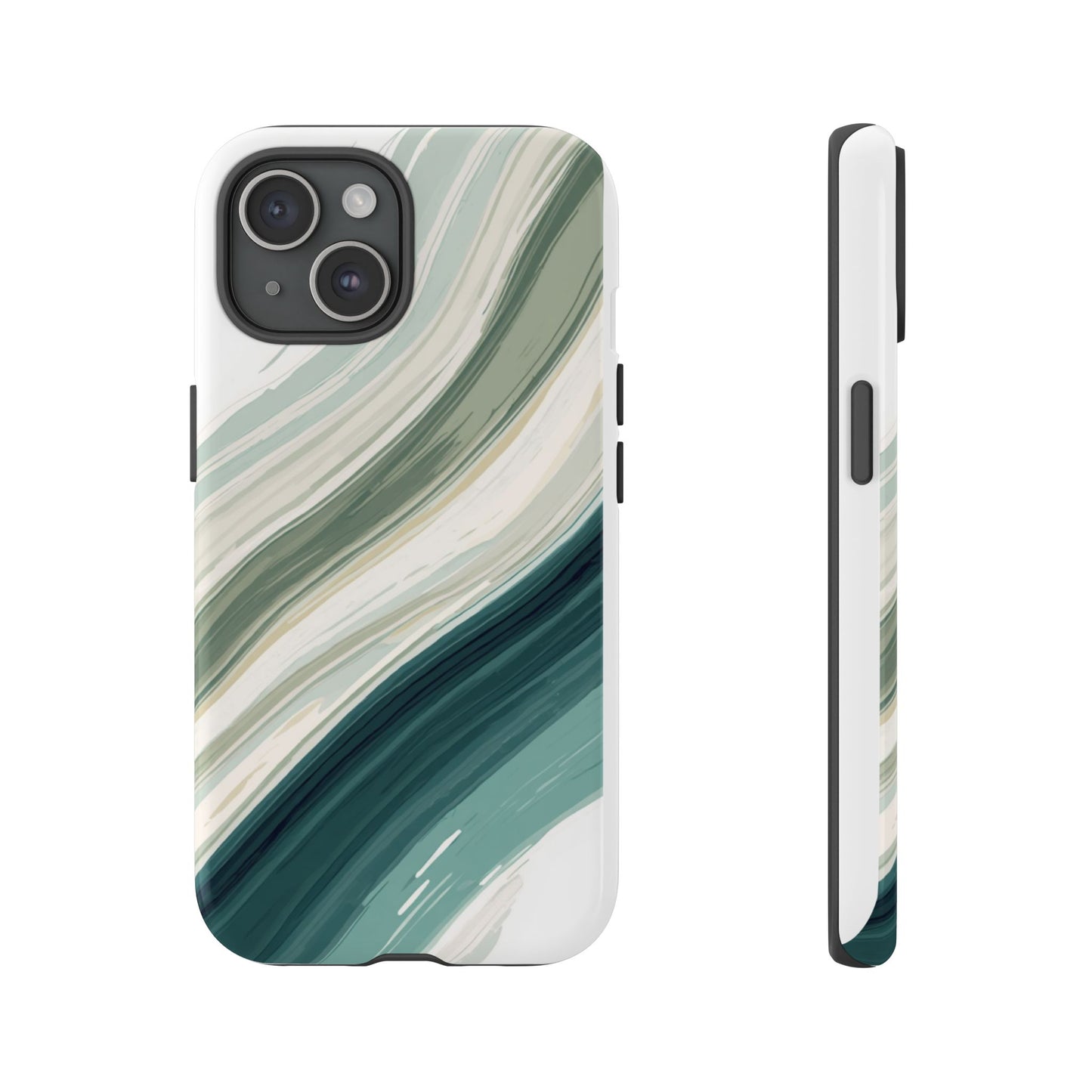 Sea Glass Drift Phone Case – Coastal Abstract Ocean Waves iPhone Case | Sage Green Minimalist Protective Cover