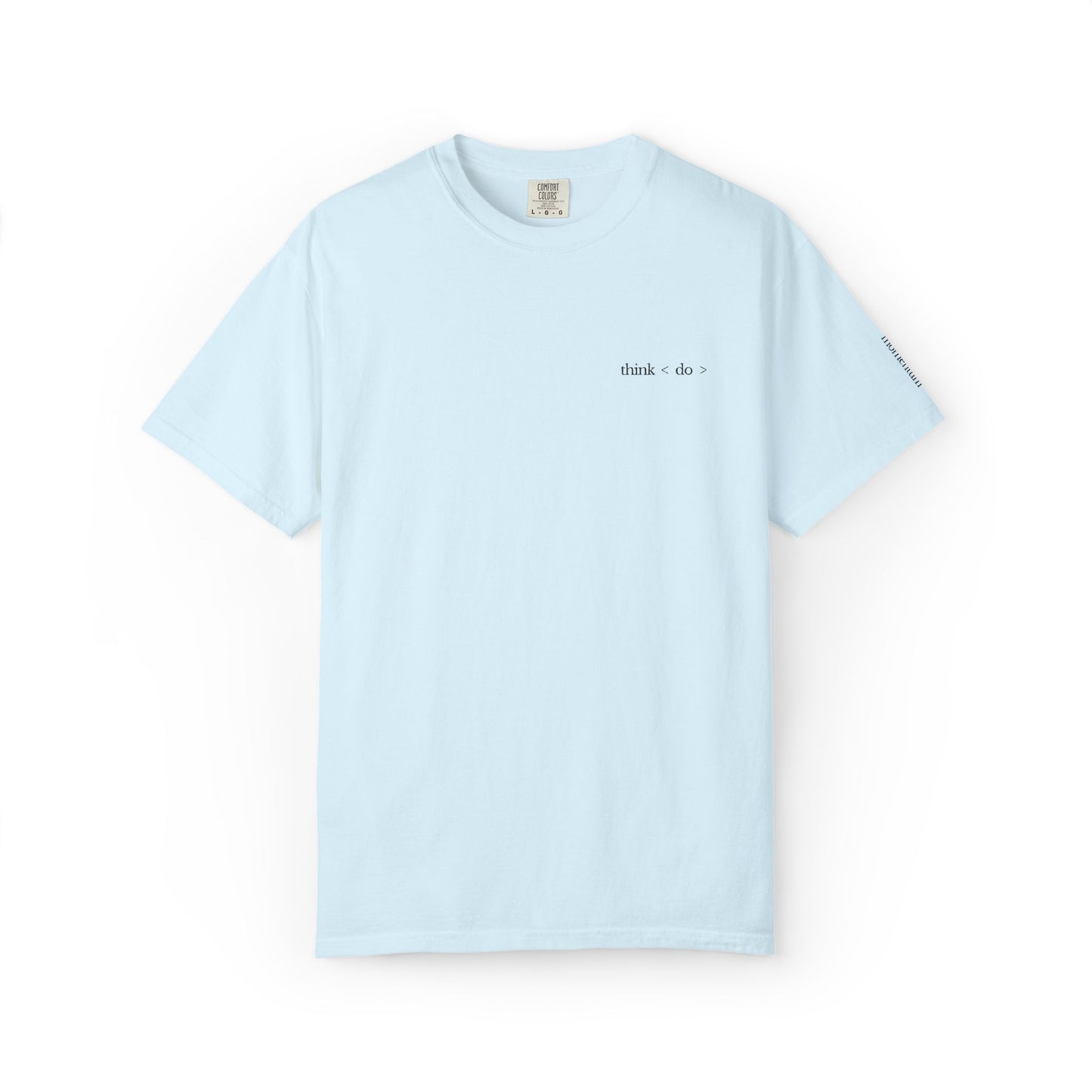 think < do > Embroidered Unisex T-Shirt | Espresso Thread with Momentum Sleeve Detail | Minimalist Everyday Tee