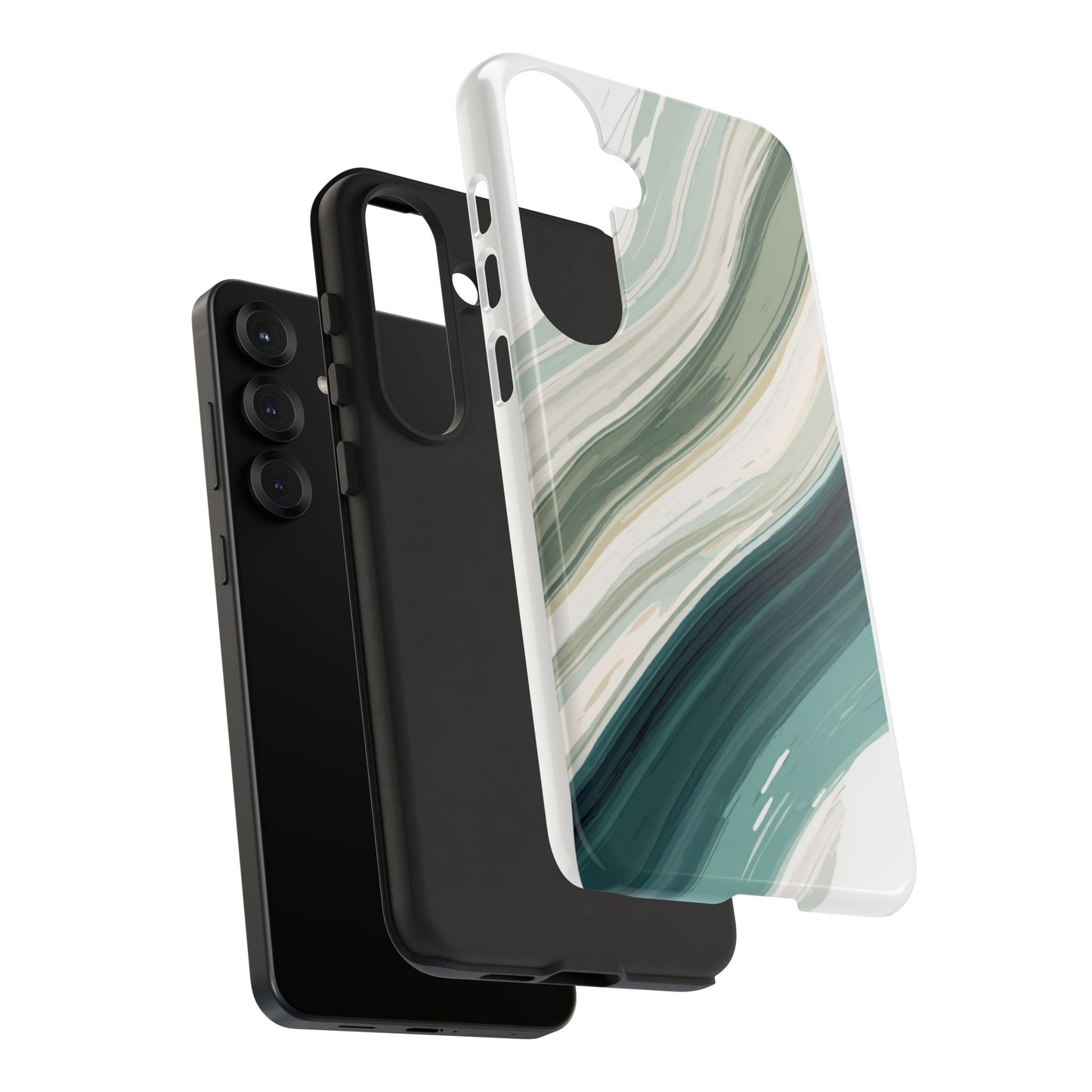 Sea Glass Drift Phone Case – Coastal Abstract Ocean Waves iPhone Case | Sage Green Minimalist Protective Cover