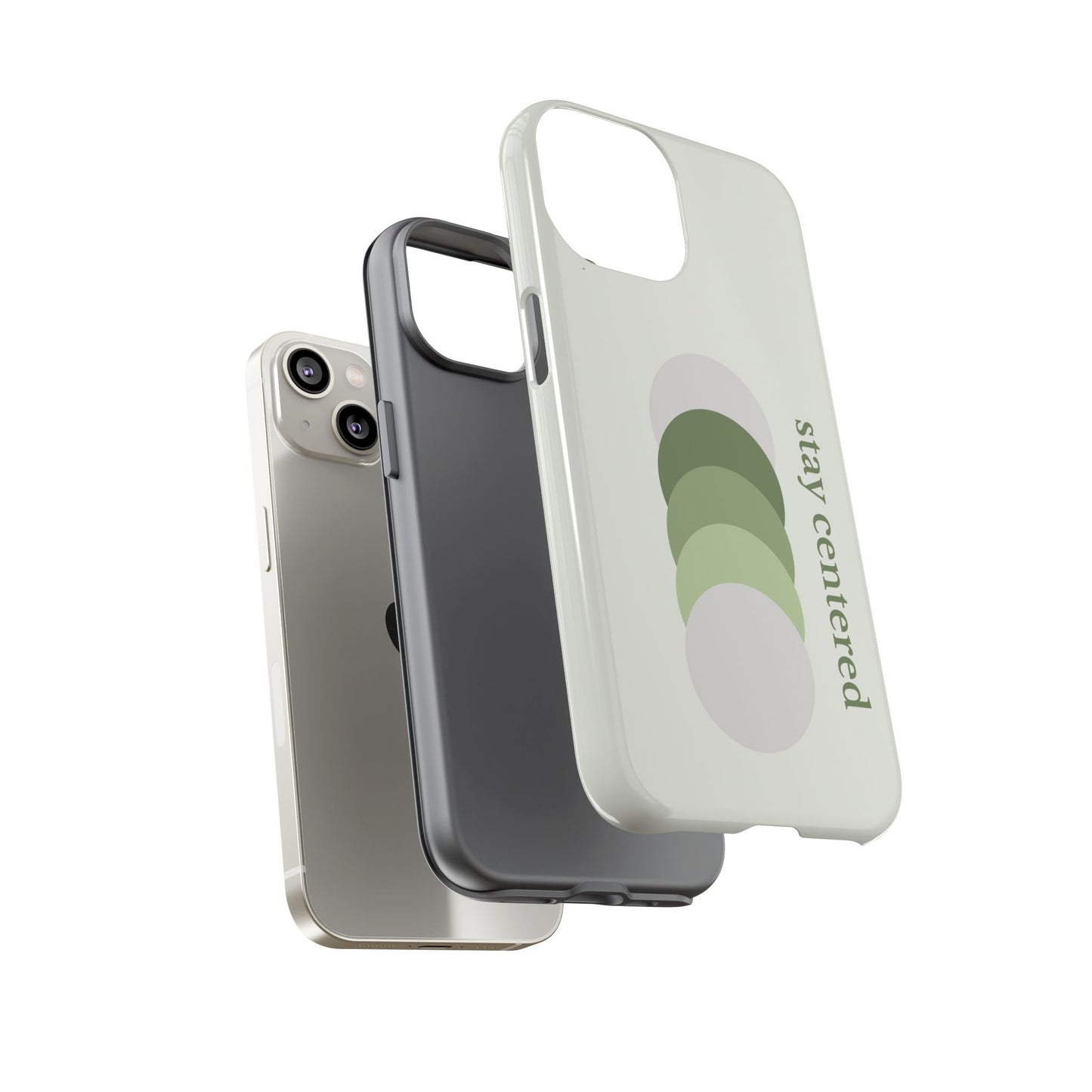 Stay Centered Minimalist Phone Case – Sage Green Wellness Aesthetic iPhone Case | Modern Neutral Protective Cover