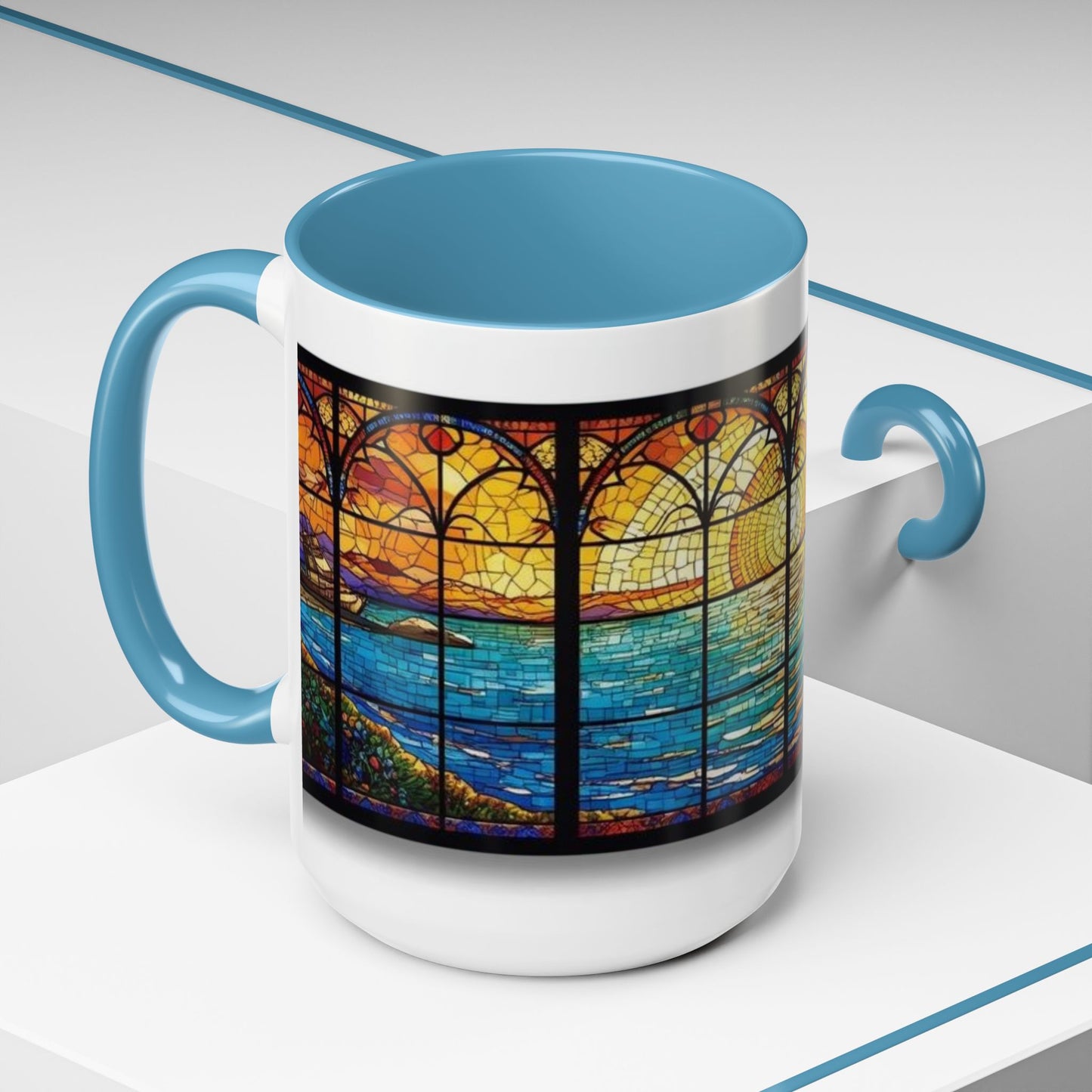 Stained Glass Ocean Sunset Mug – 15oz