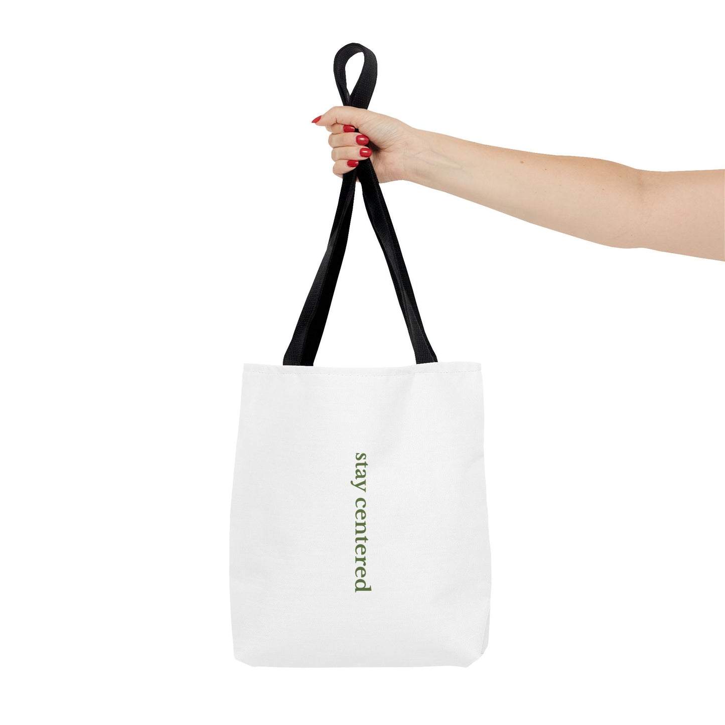Stay Centered Minimalist Tote Bag – Neutral Wellness Aesthetic Canvas Tote | Sage Green Modern Everyday Carryall