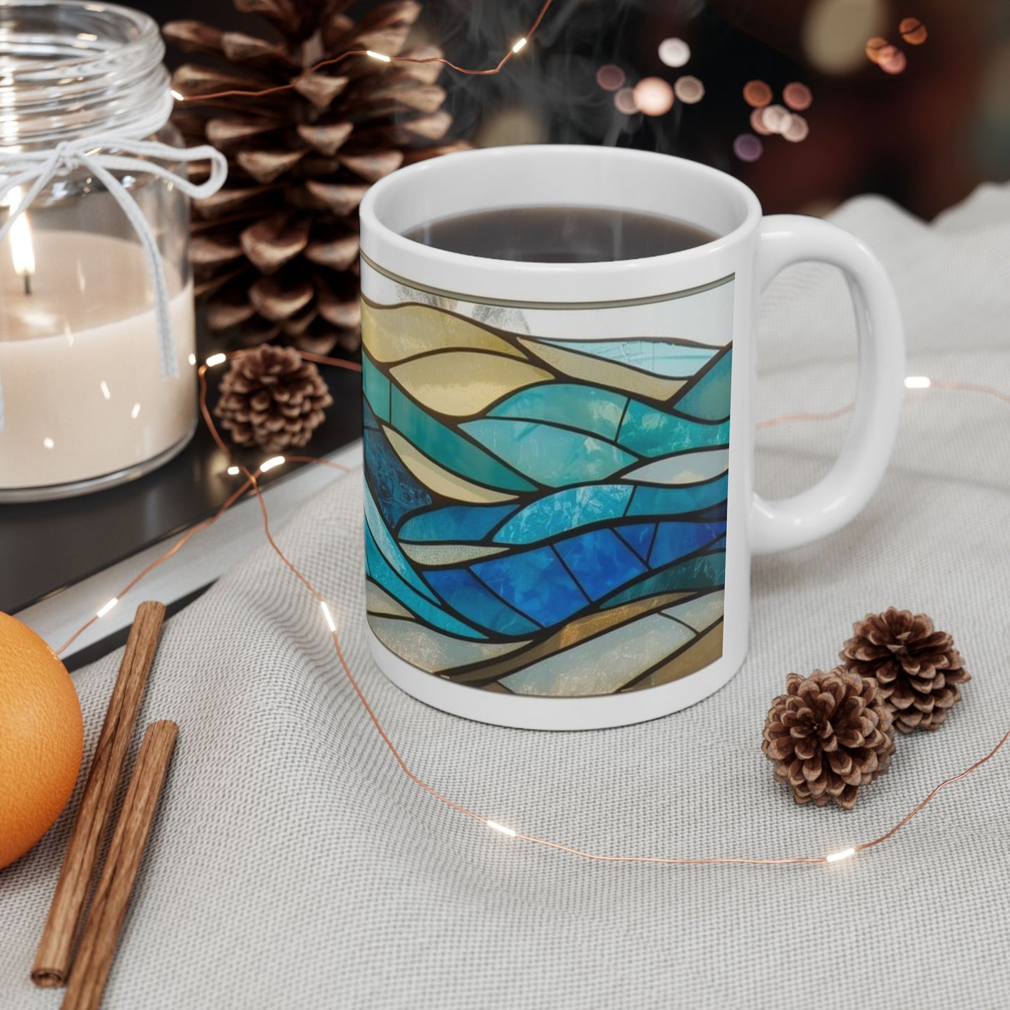 Sea Glass Wave Mosaic Mug – 11oz/15oz
