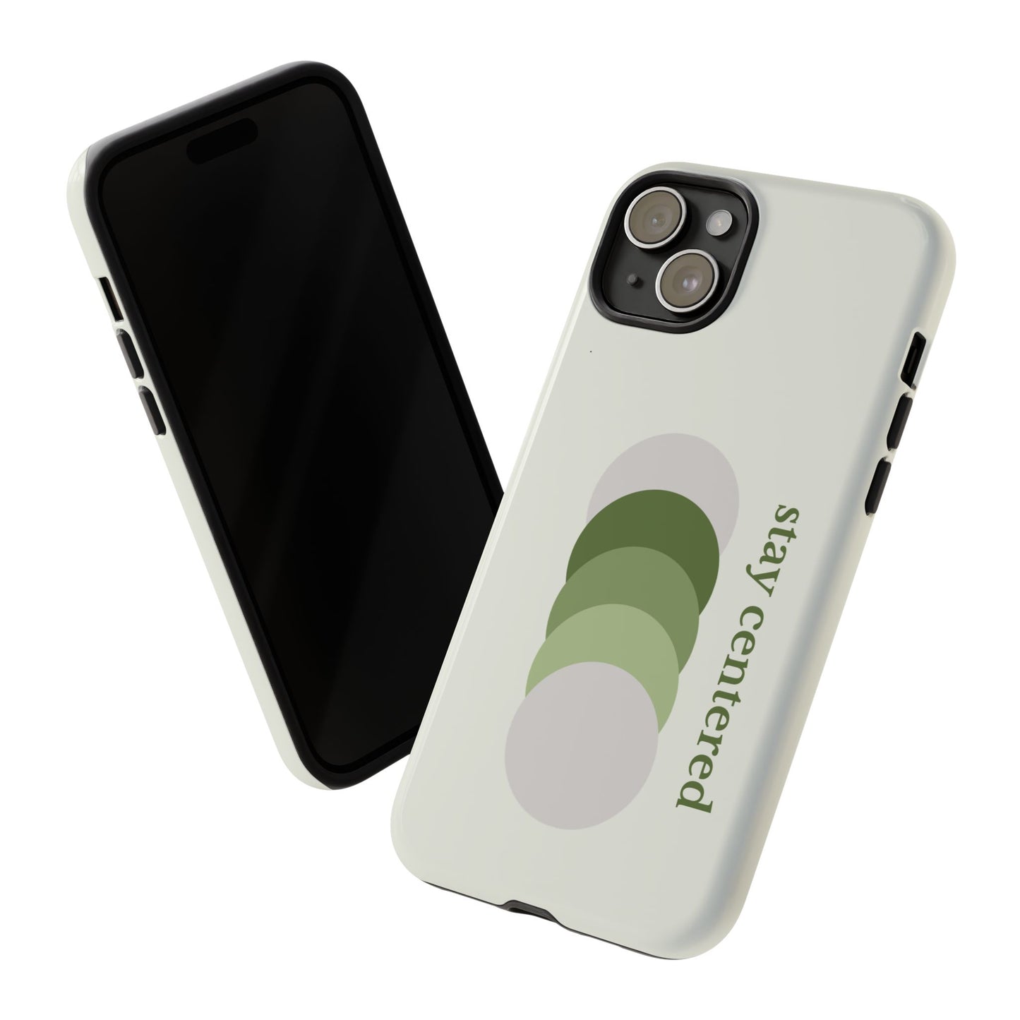 Stay Centered Minimalist Phone Case – Sage Green Wellness Aesthetic iPhone Case | Modern Neutral Protective Cover
