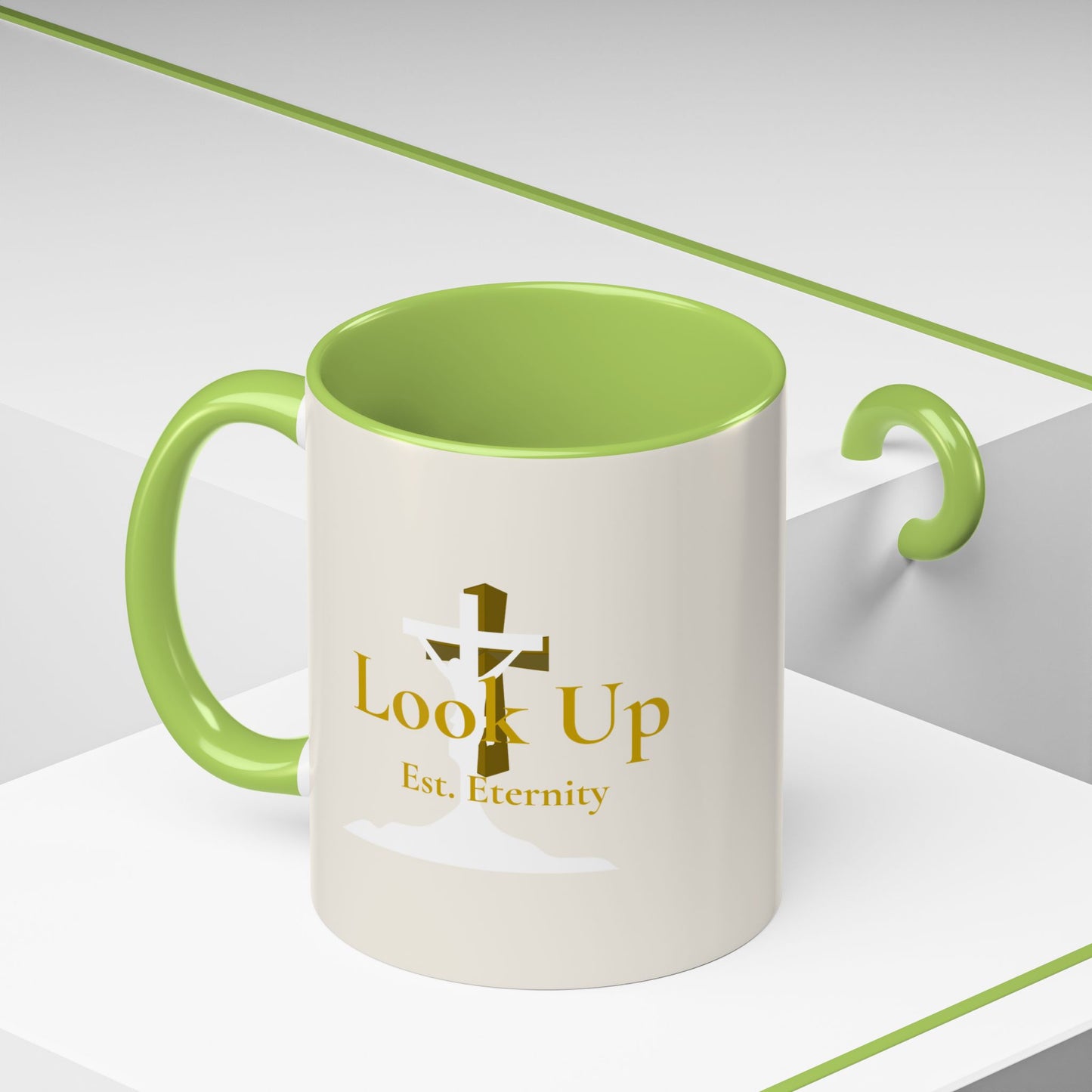 Look Up Est. Eternity Accent Coffee Mug with Cross – 11 oz & 15 oz