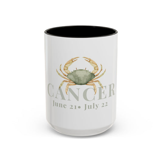 Cancer Zodiac Mug - June 21- July 22 Astrology Coffee Cup - Crab Zodiac Sign Mug - 15 oz.