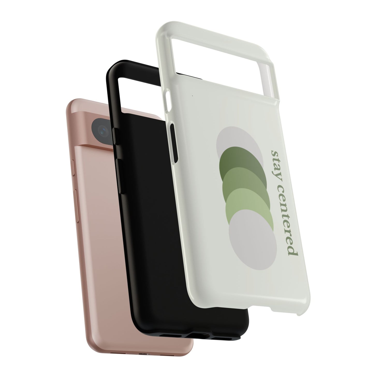 Stay Centered Minimalist Phone Case – Sage Green Wellness Aesthetic iPhone Case | Modern Neutral Protective Cover