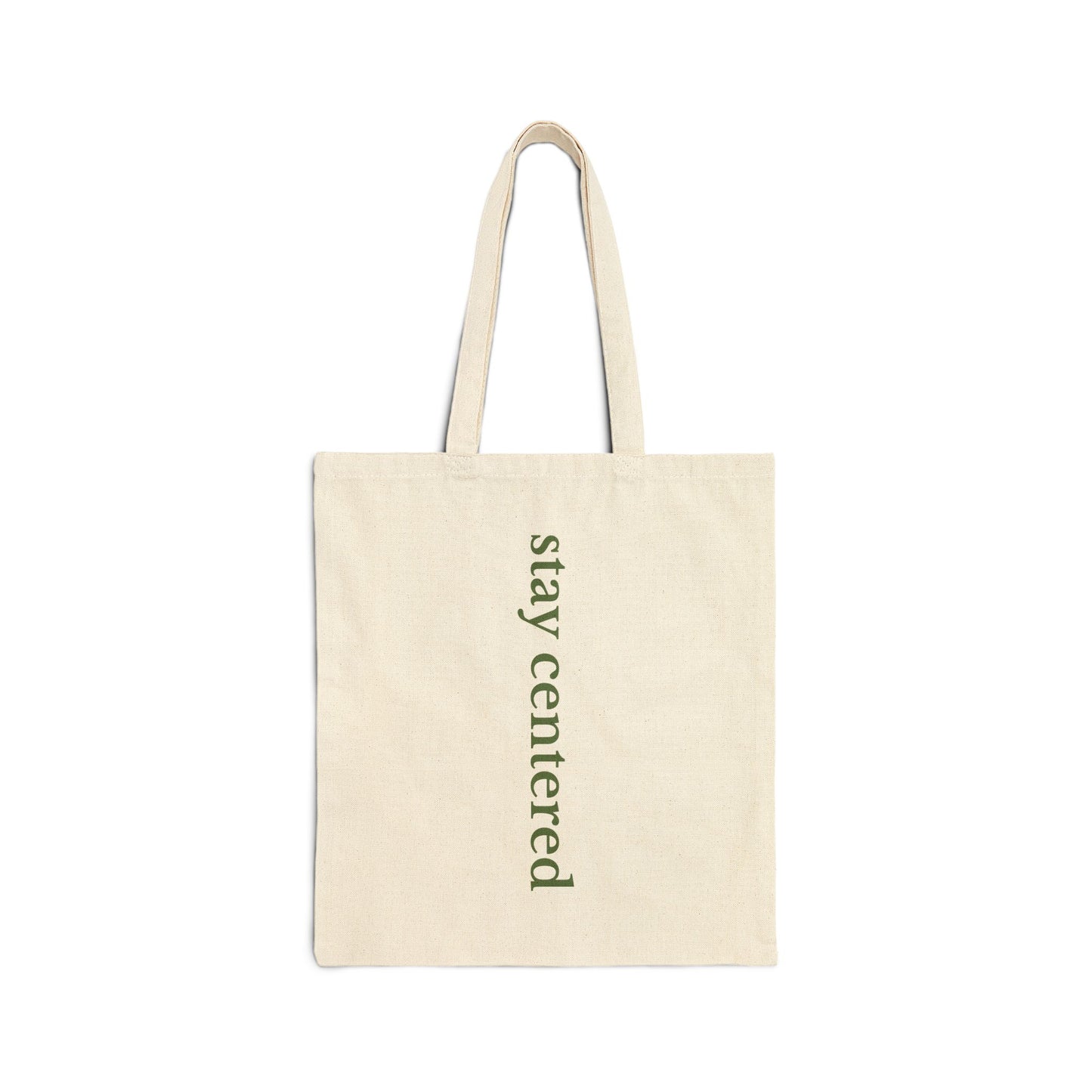 Stay Centered Minimalist Cotton Canvas Tote Bag – Sage Green Wellness Aesthetic Everyday Carryall