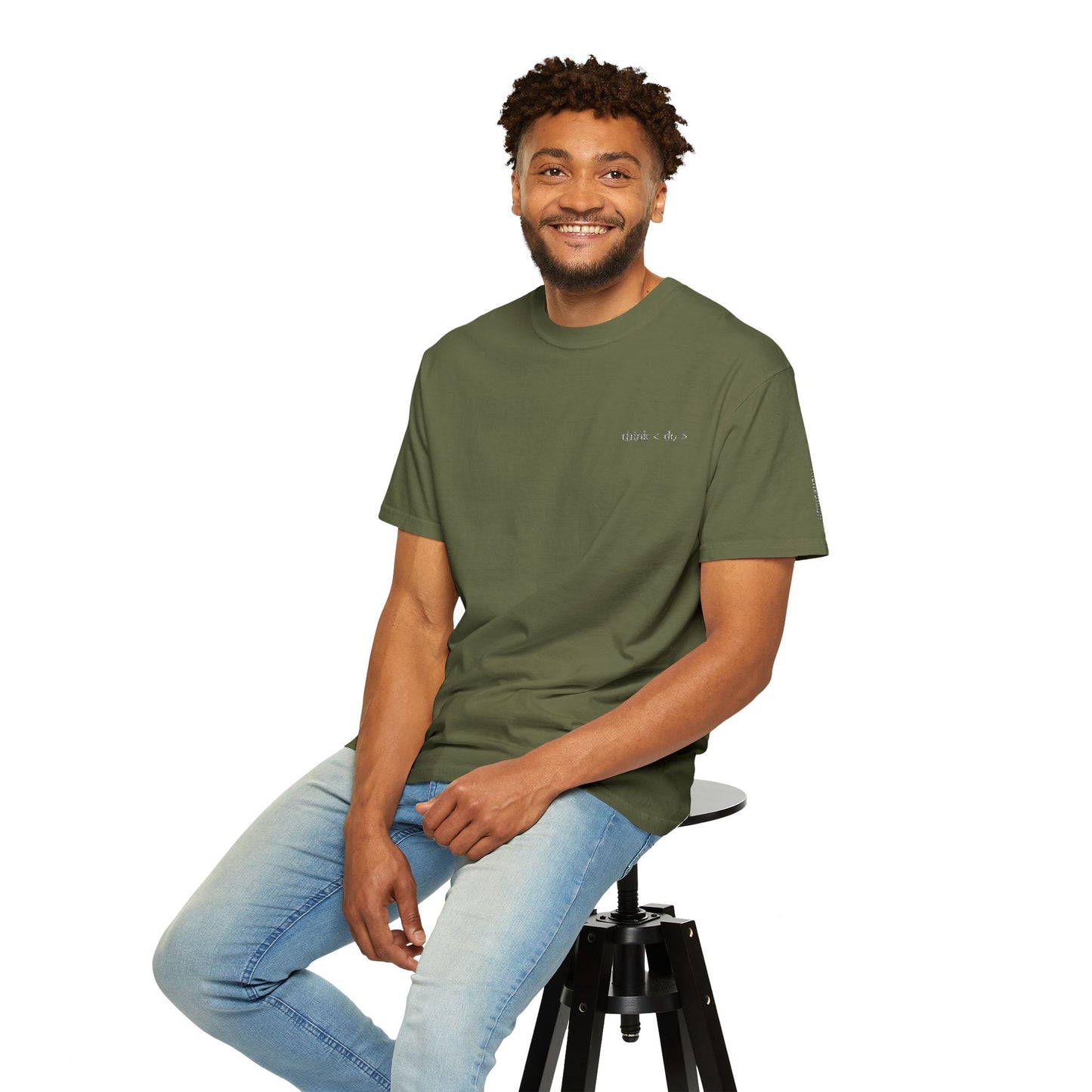 Think < Do > Embroidered Unisex T-Shirt | Minimalist Everyday Tee | Ivory Thread