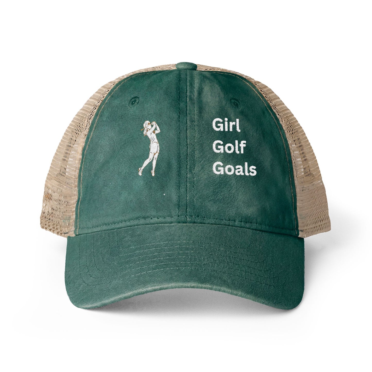 Girl. Golf. Goals. Women’s Washed Mesh-Back Cap