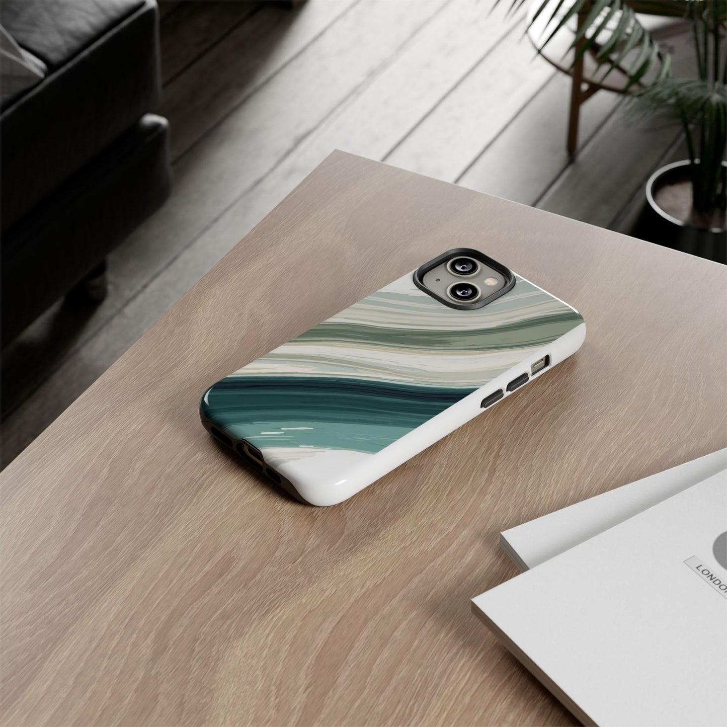 Sea Glass Drift Phone Case – Coastal Abstract Ocean Waves iPhone Case | Sage Green Minimalist Protective Cover