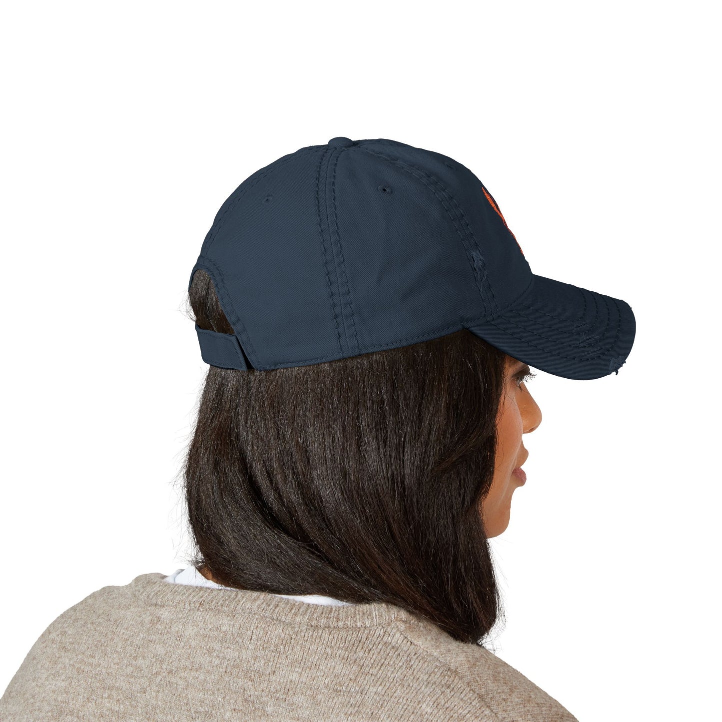 Distressed Embroidered Lobster Dad Hat — Vintage Washed Baseball Cap