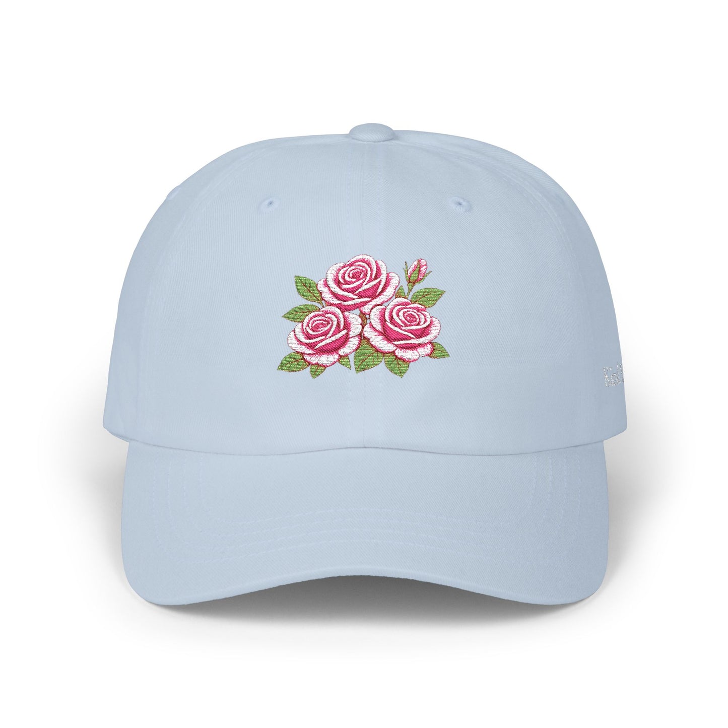 Embroidered Rose Floral Mama Dad Hat with Personalized Side Name