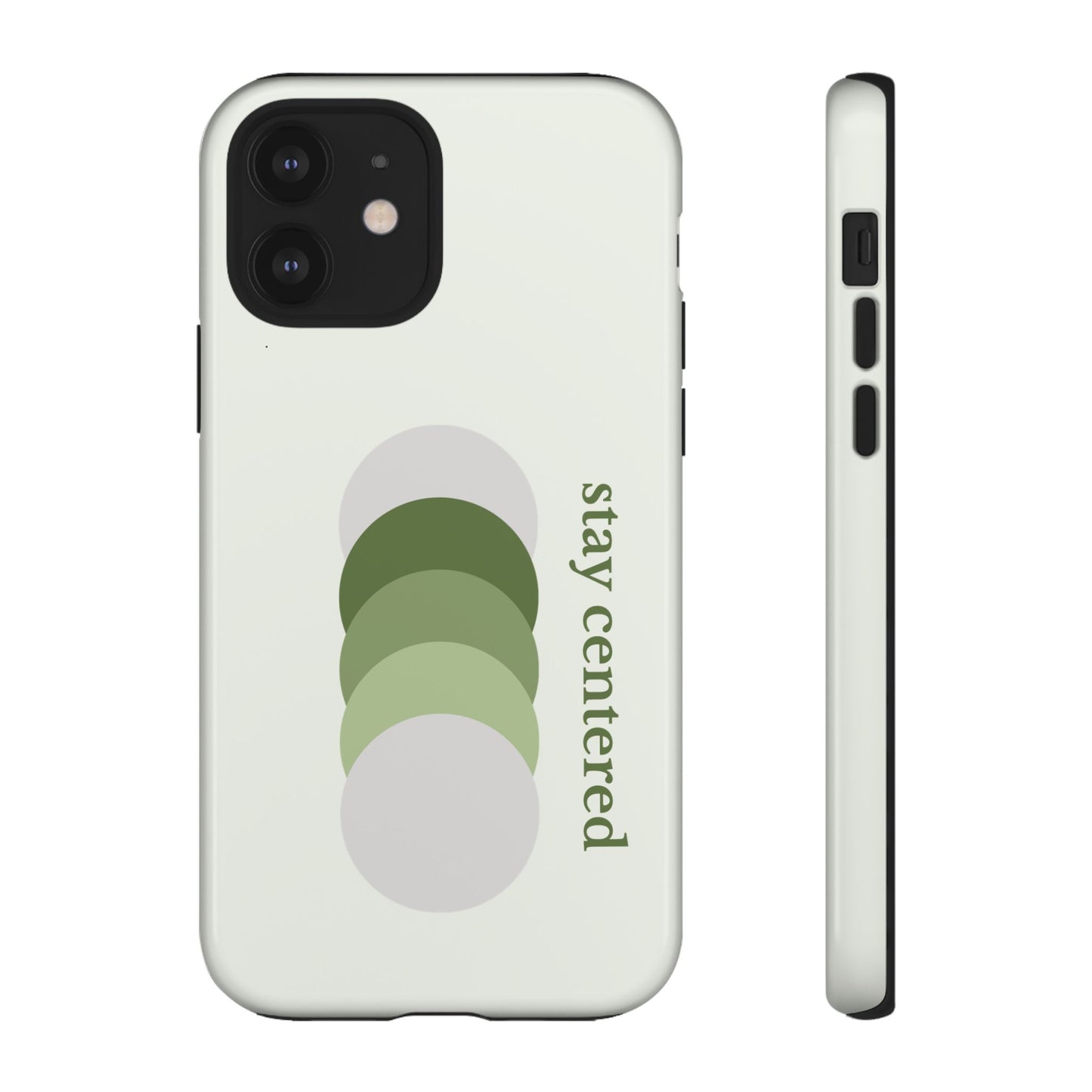 Stay Centered Minimalist Phone Case – Sage Green Wellness Aesthetic iPhone Case | Modern Neutral Protective Cover