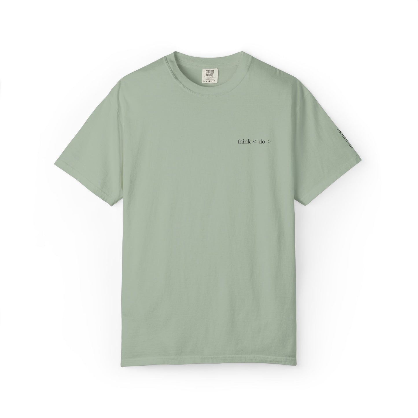 think < do > Embroidered Unisex T-Shirt | Espresso Thread with Momentum Sleeve Detail | Minimalist Everyday Tee