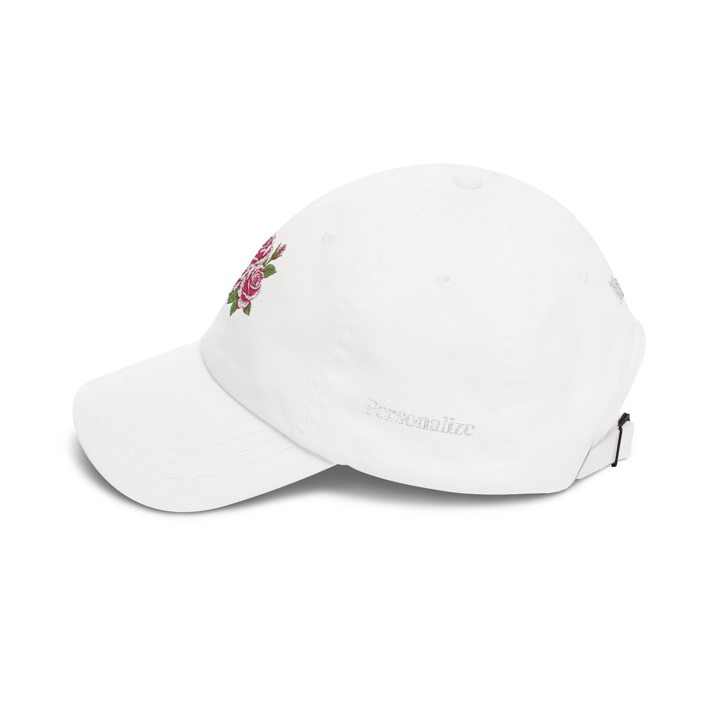 Embroidered Rose Floral Mama Dad Hat with Personalized Side Name