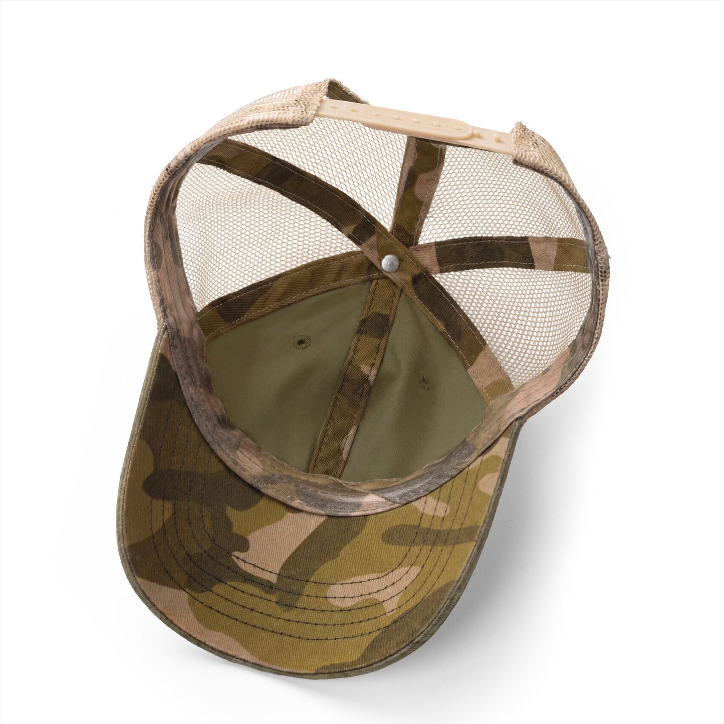 Vintage America Women’s Washed Mesh-Back Cap – Embroidered Olive Heritage Flag Hat