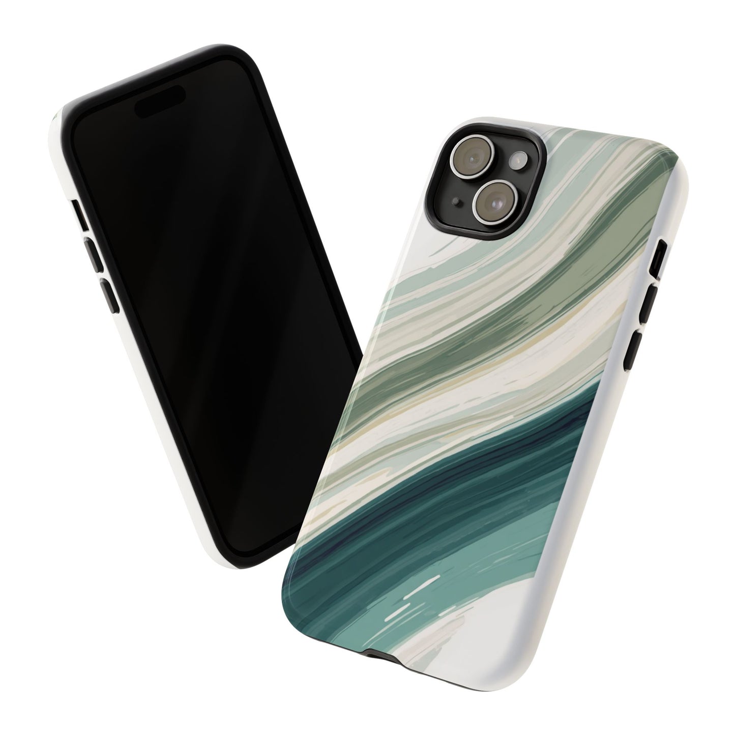 Sea Glass Drift Phone Case – Coastal Abstract Ocean Waves iPhone Case | Sage Green Minimalist Protective Cover