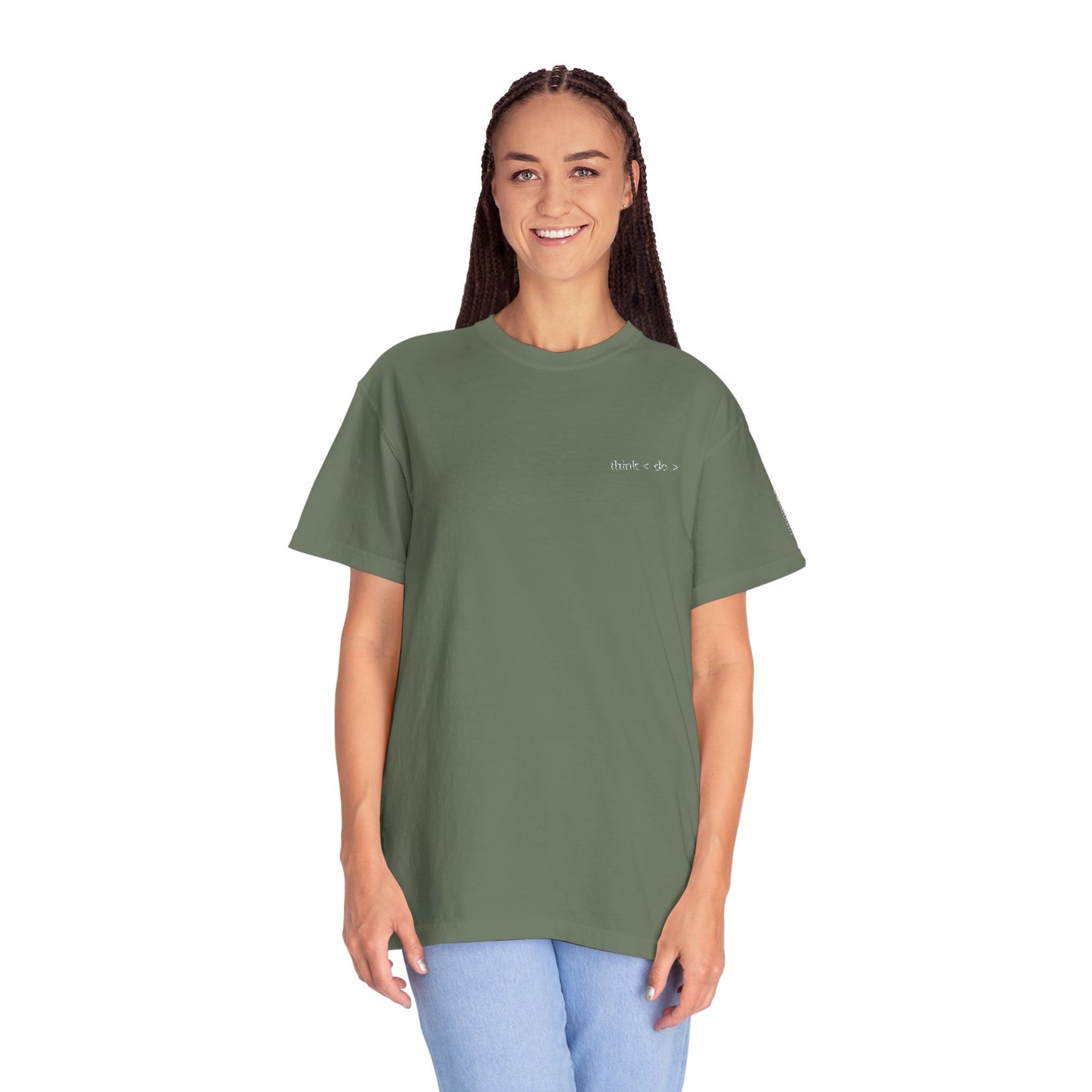 Think < Do > Embroidered Unisex T-Shirt | Minimalist Everyday Tee | Ivory Thread