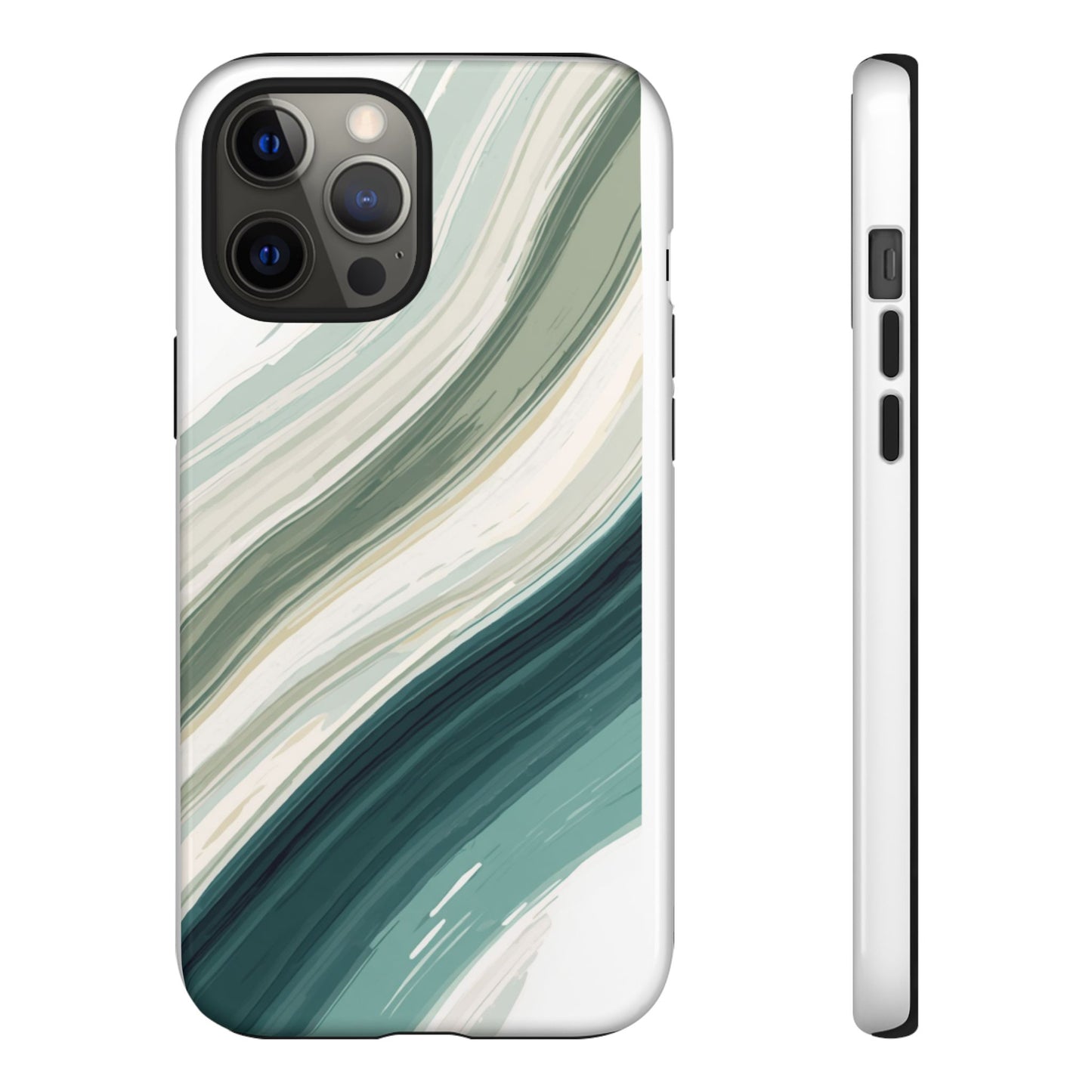 Sea Glass Drift Phone Case – Coastal Abstract Ocean Waves iPhone Case | Sage Green Minimalist Protective Cover