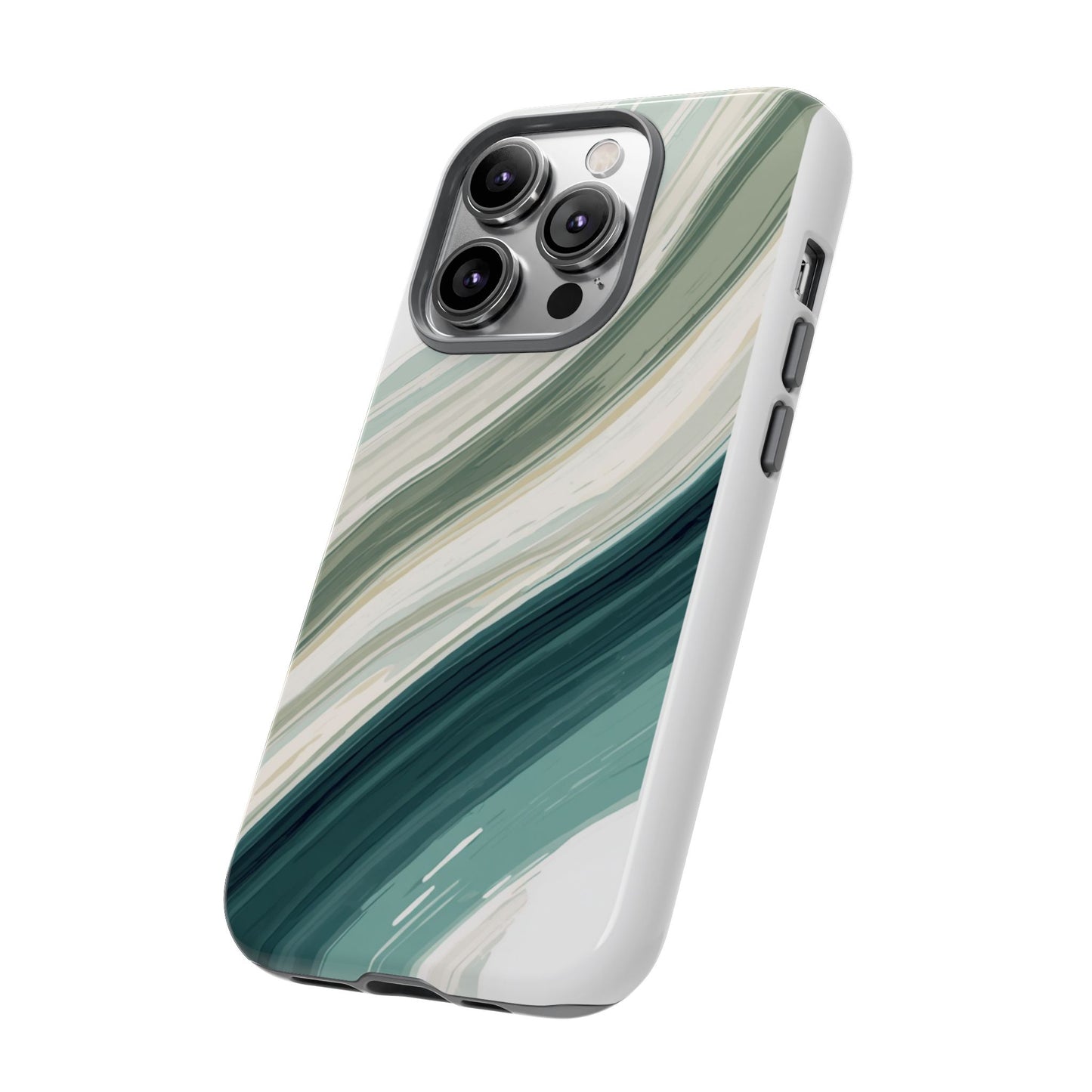 Sea Glass Drift Phone Case – Coastal Abstract Ocean Waves iPhone Case | Sage Green Minimalist Protective Cover
