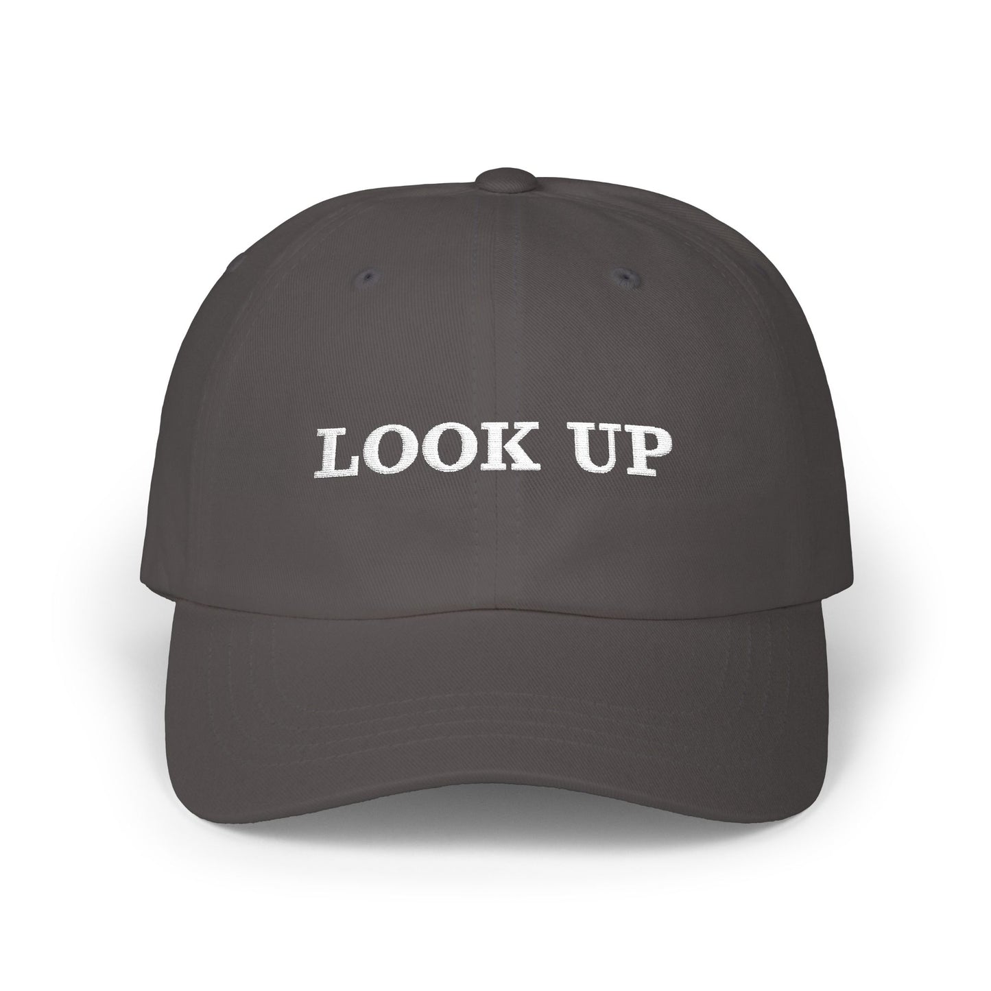 Look Up embroidered Dad Hat-Inspirational Cap with Double fish symbol on back