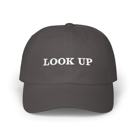 Look Up embroidered Dad Hat-Inspirational Cap with Double fish symbol on back