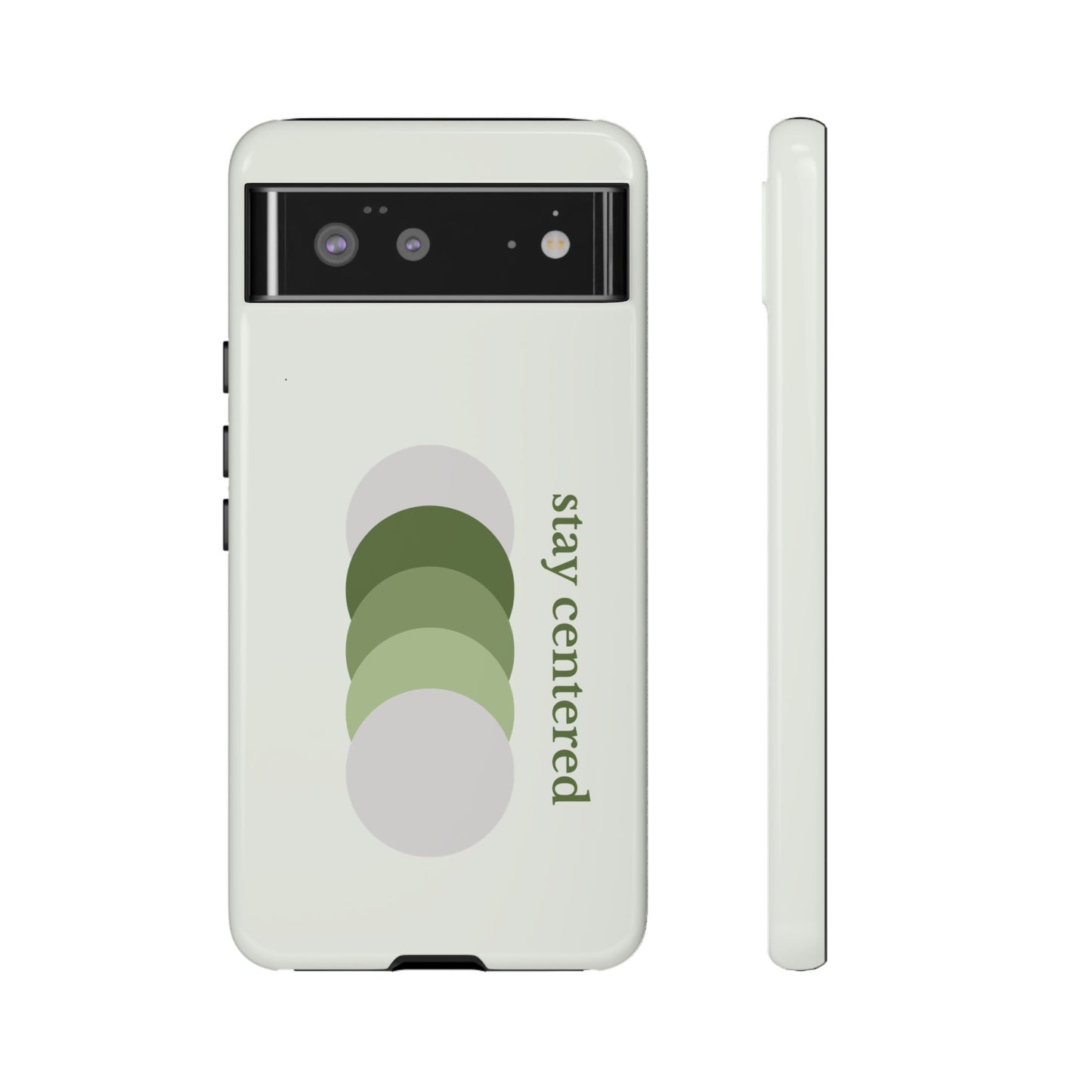 Stay Centered Minimalist Phone Case – Sage Green Wellness Aesthetic iPhone Case | Modern Neutral Protective Cover