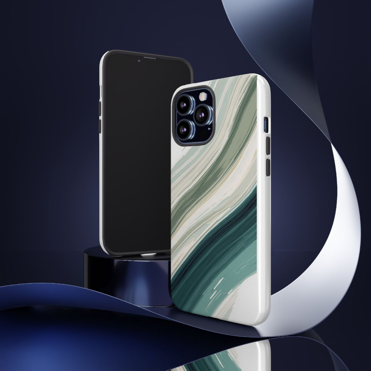 Sea Glass Drift Phone Case – Coastal Abstract Ocean Waves iPhone Case | Sage Green Minimalist Protective Cover