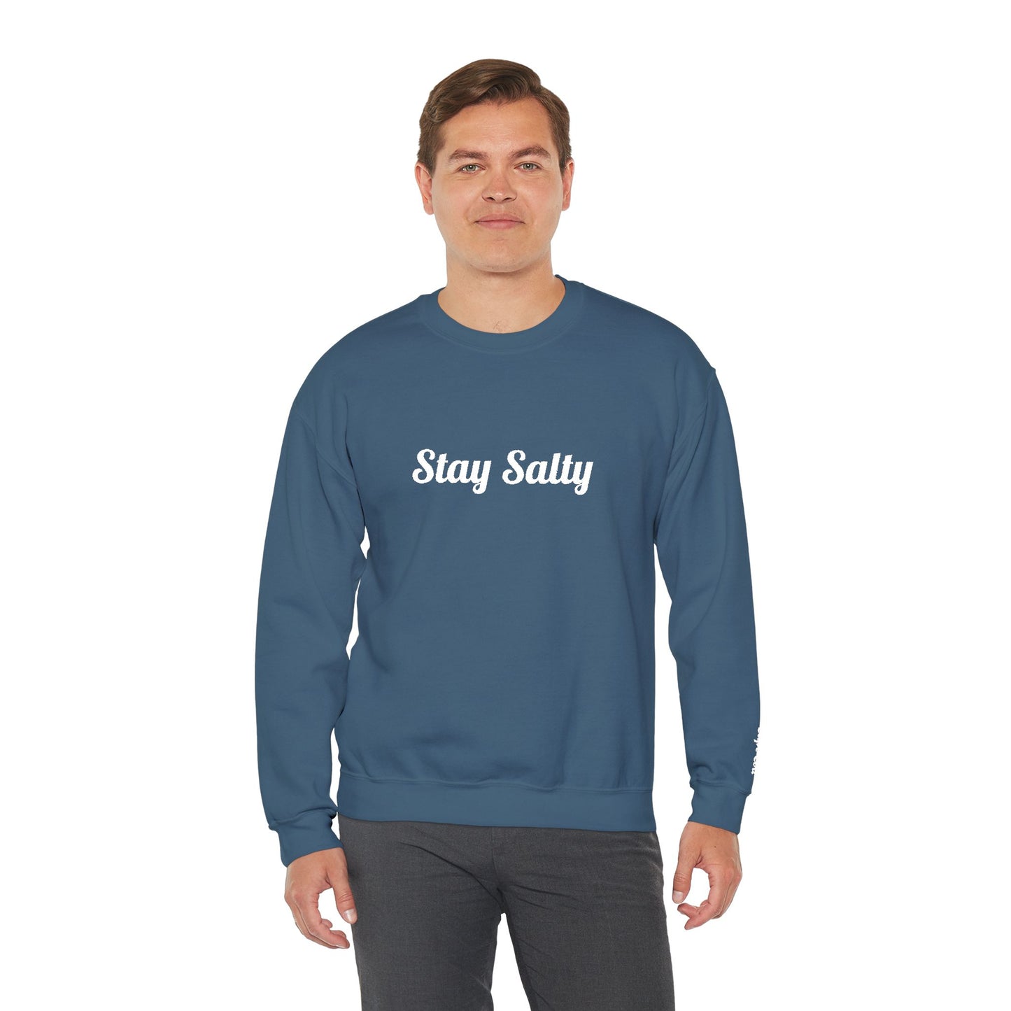 Personalize Embroidered crewneck Sweatshirt — Use your own words on front and left sleeve