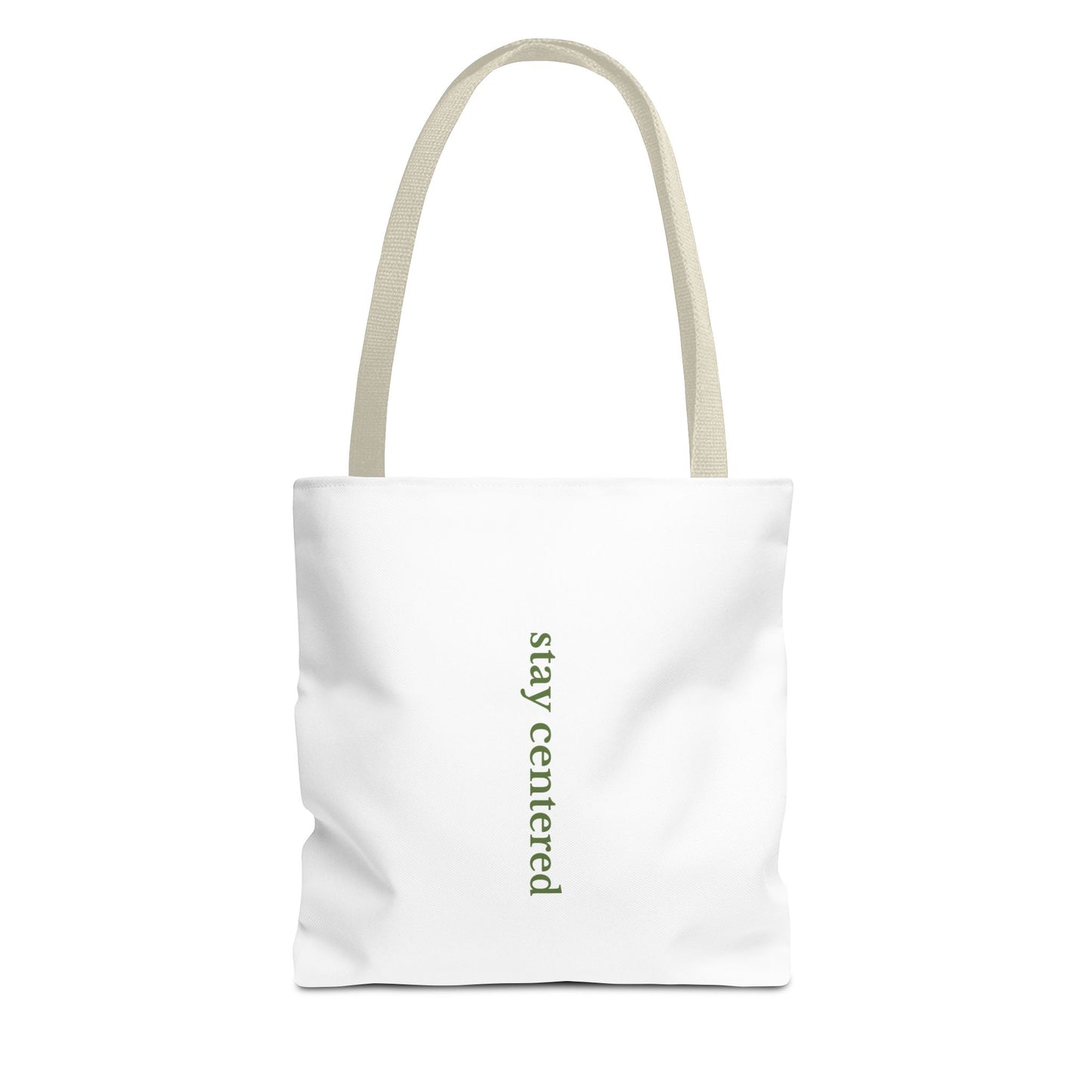 Stay Centered Minimalist Tote Bag – Neutral Wellness Aesthetic Canvas Tote | Sage Green Modern Everyday Carryall