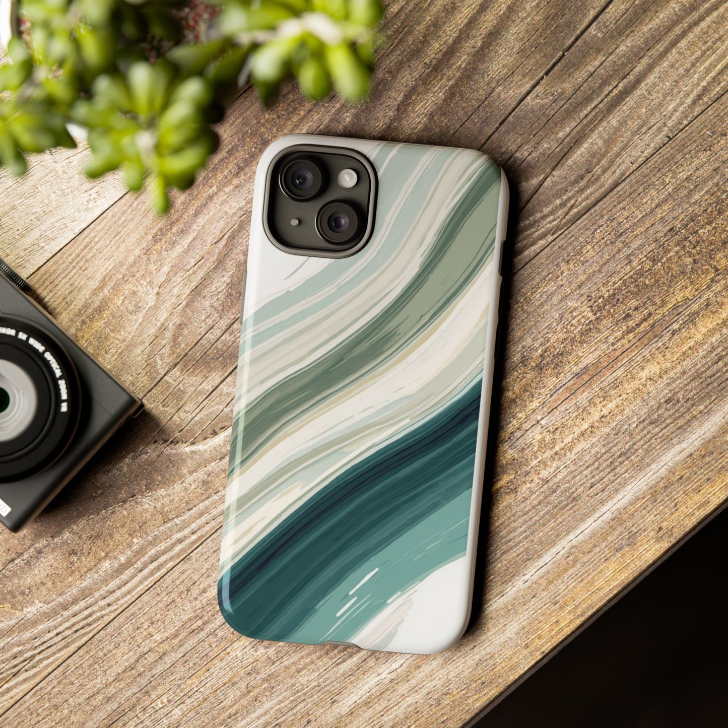 Sea Glass Drift Phone Case – Coastal Abstract Ocean Waves iPhone Case | Sage Green Minimalist Protective Cover