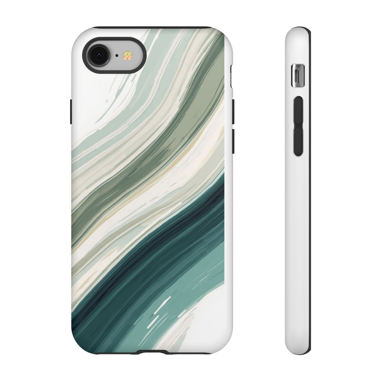 Sea Glass Drift Phone Case – Coastal Abstract Ocean Waves iPhone Case | Sage Green Minimalist Protective Cover