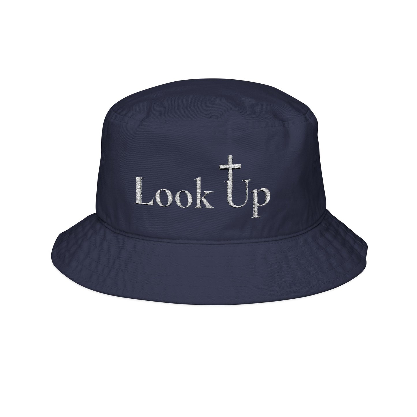 Look Up Embroidered Bucket Hat — Faith-Inspired Cross Hat for Christian Gifts