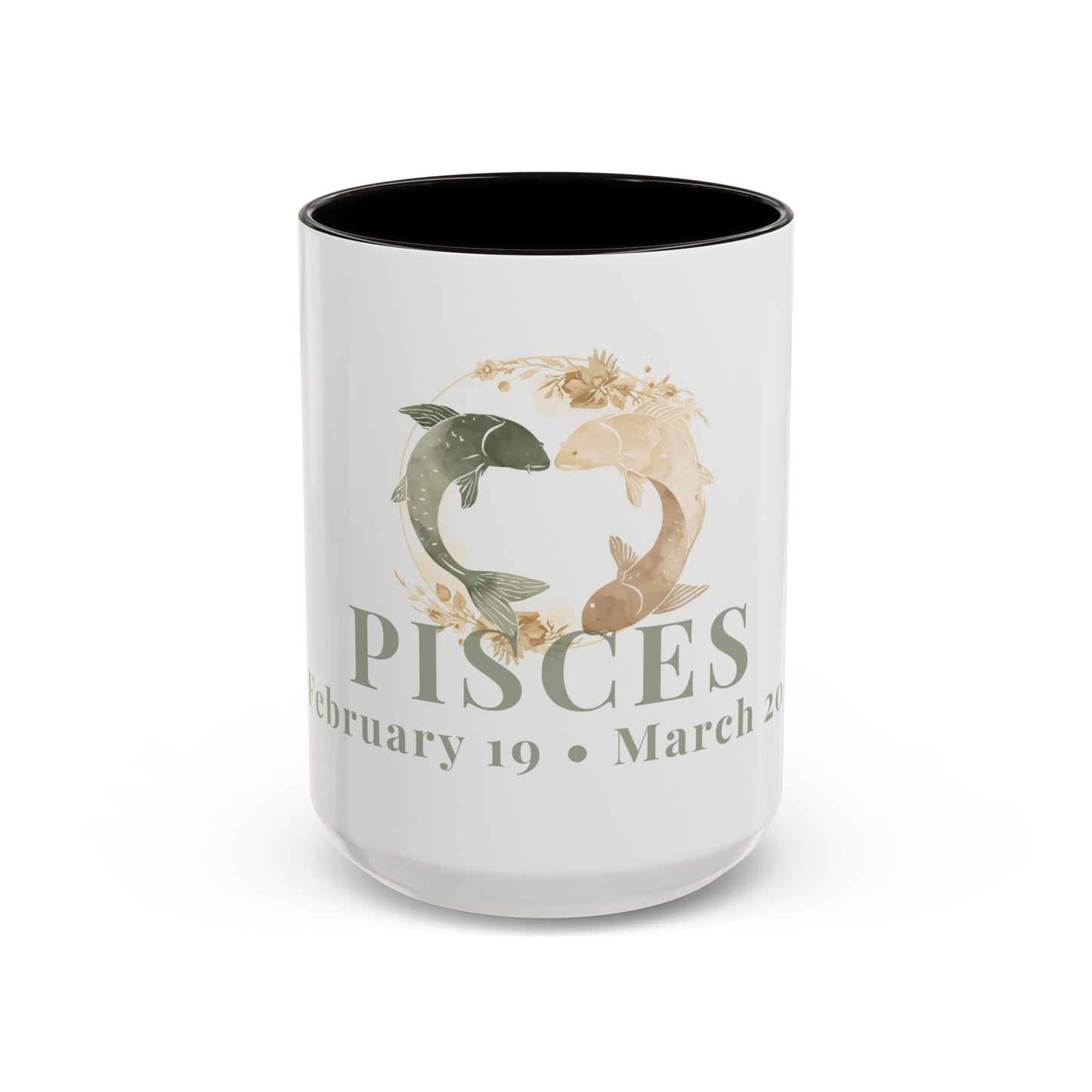 Pisces Zodiac Mug - February 19 - March 20 Astrology Coffee Cup - Two flowing fish Zodiac Sign Mug - 15 oz.
