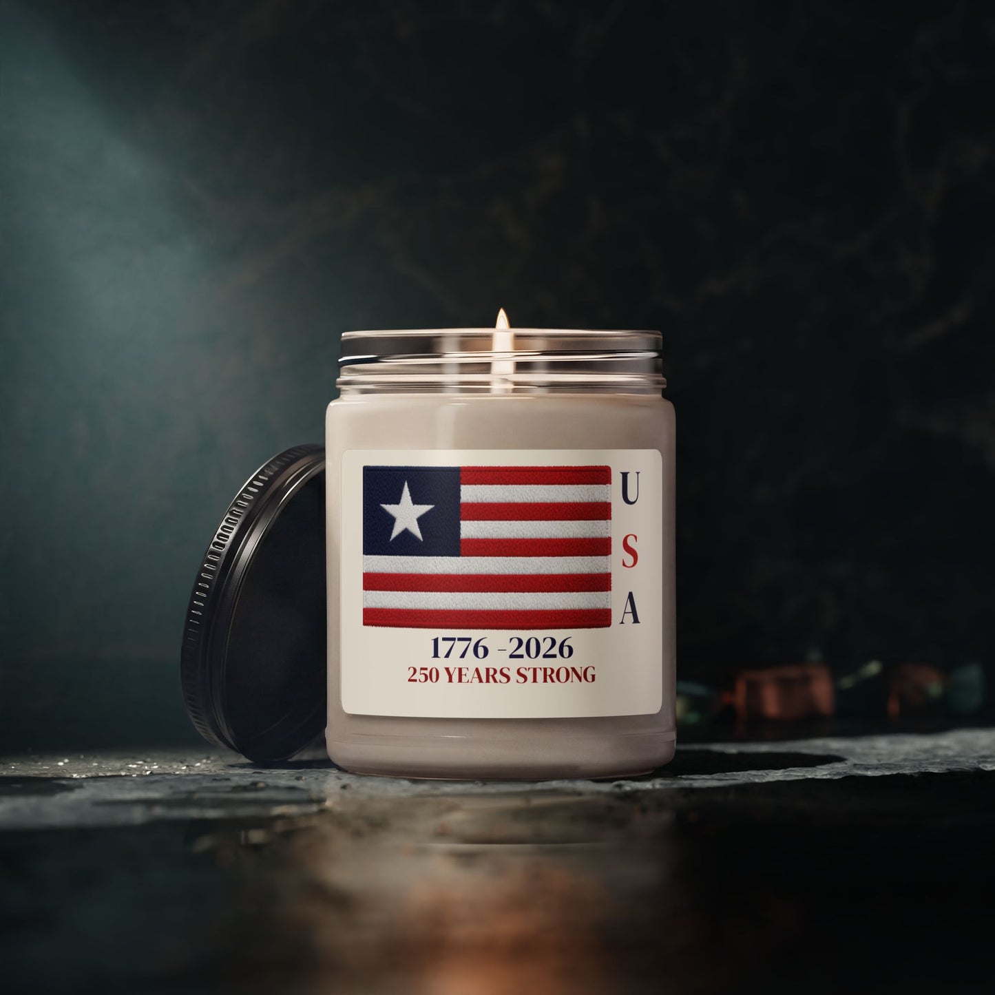 USA 250 Years Strong Scented Soy Candle | Patriotic Flag Candle | 1776–2026 Americana Decor