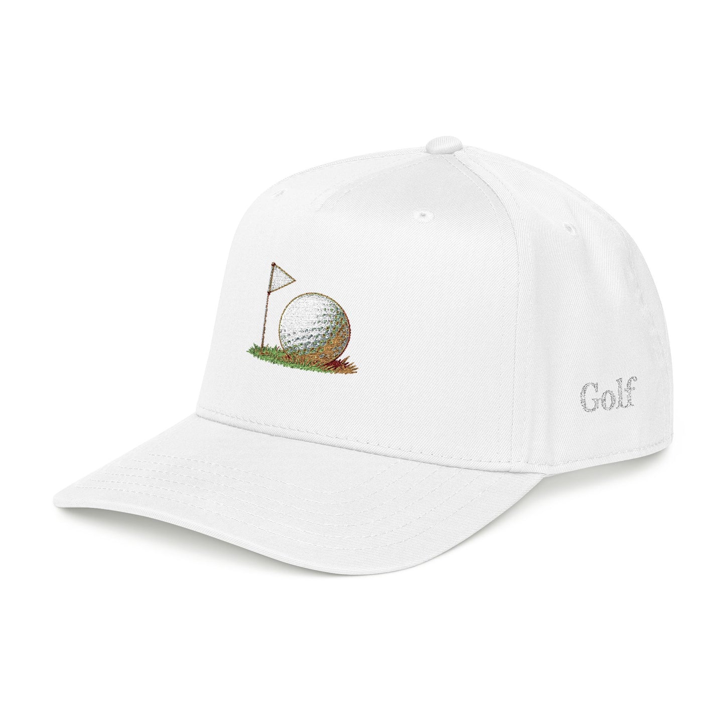 Vintage Golf Mid Profile Baseball Cap – Embroidered Golf Ball Flag Hat