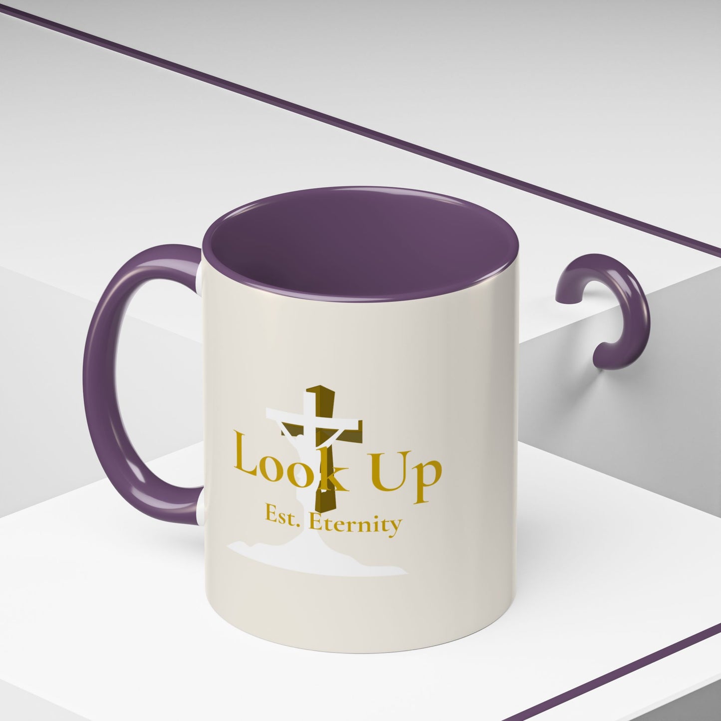 Look Up Est. Eternity Accent Coffee Mug with Cross – 11 oz & 15 oz
