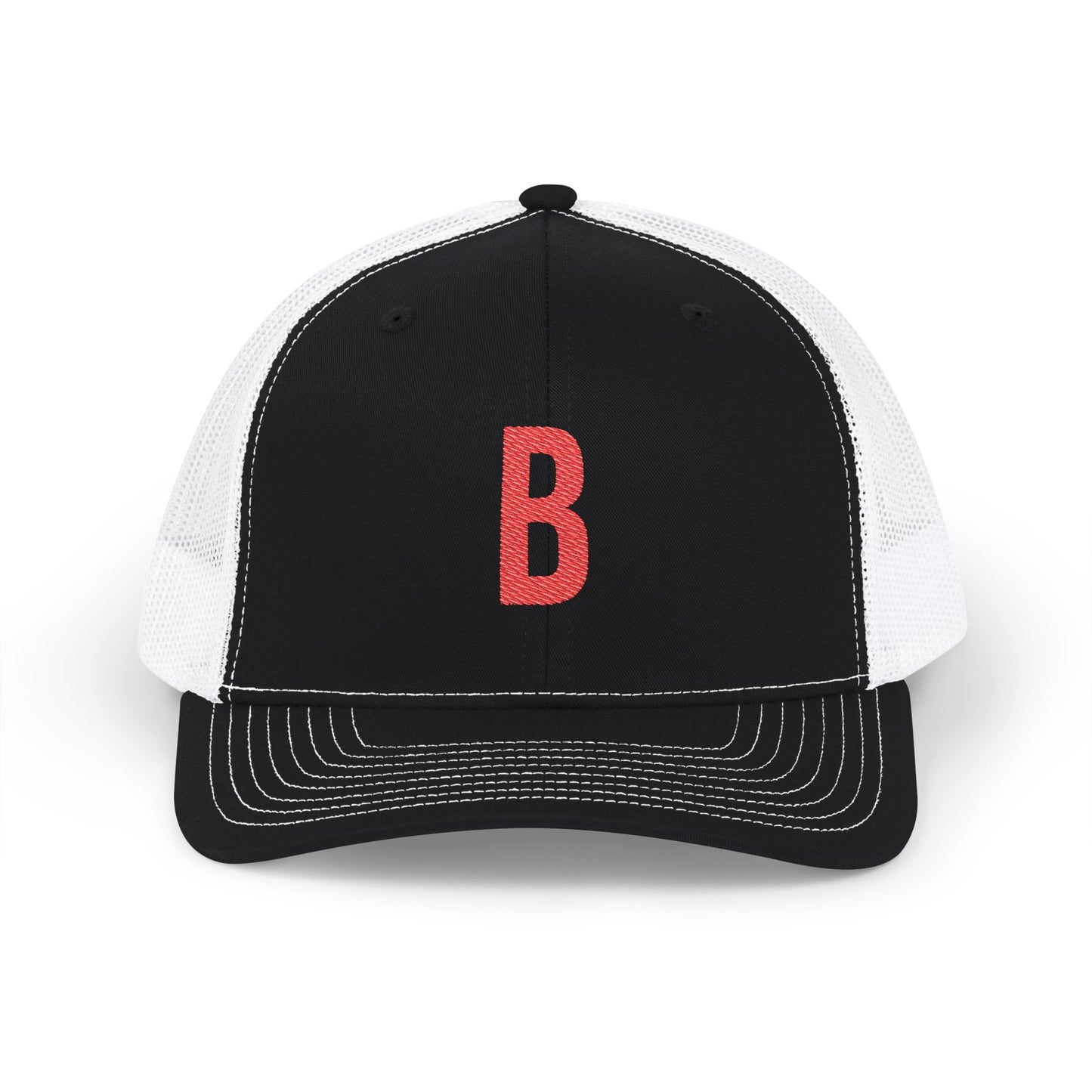 Boston (B) red embroidered Monogram Snapback Trucker Cap - Heritage Places Collection