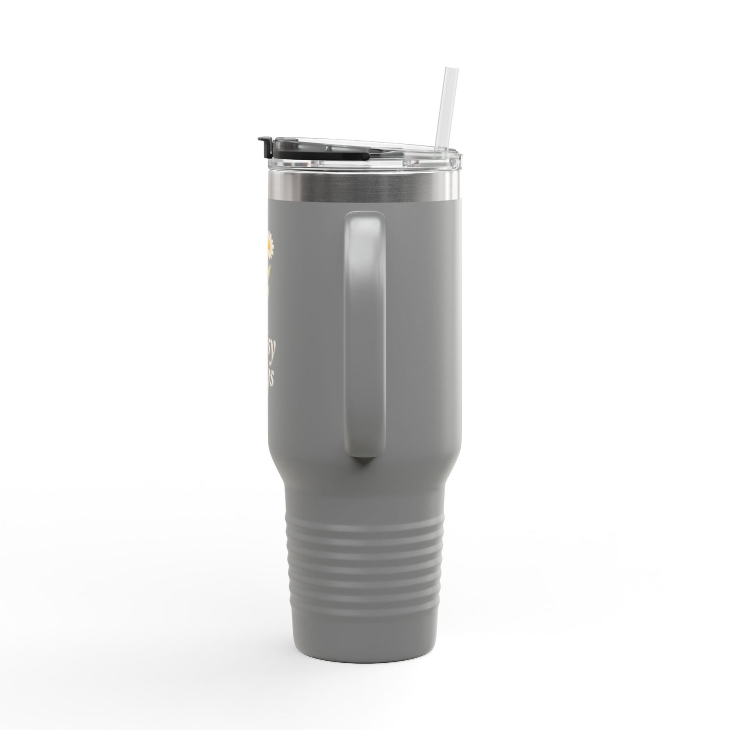 Daisy Days 40 oz Insulated Travel Mug | Floral Tumbler with Handle