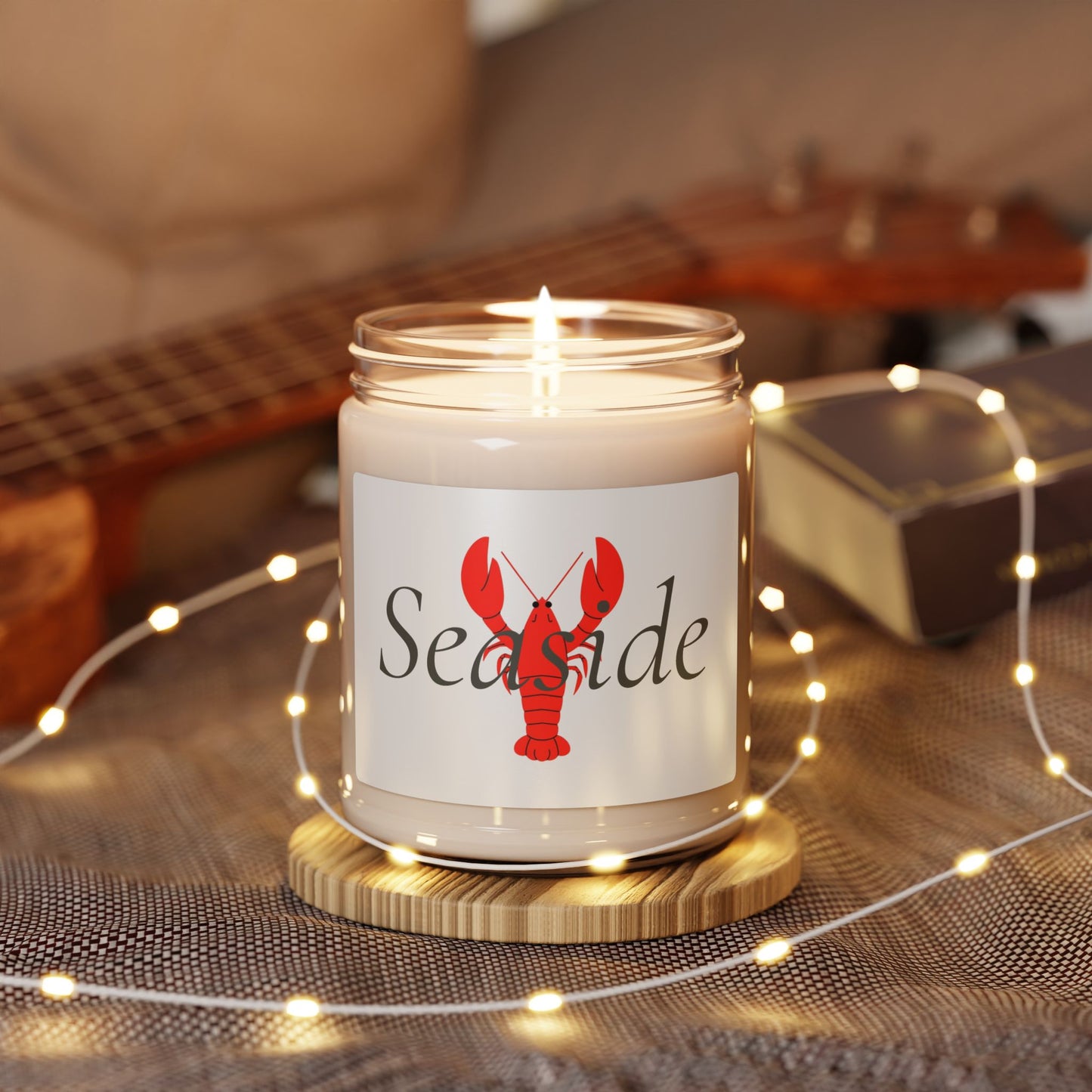 Seaside Lobster Soy Candle — 9oz Scented Jar, Coastal Nautical Home Decor