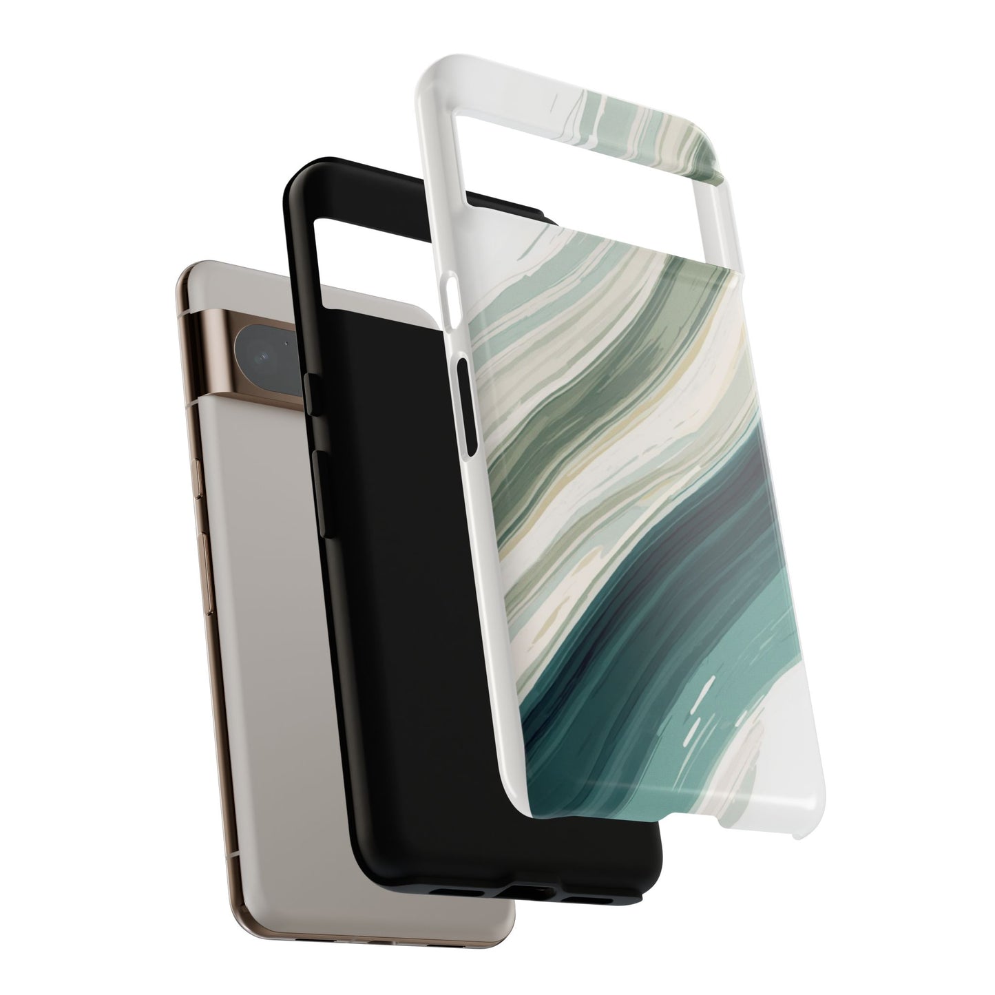 Sea Glass Drift Phone Case – Coastal Abstract Ocean Waves iPhone Case | Sage Green Minimalist Protective Cover